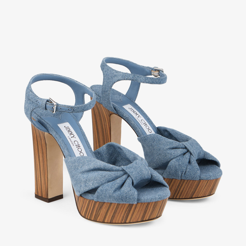 Heloise 120
Denim Platform Sandals With Wood Wrap 2