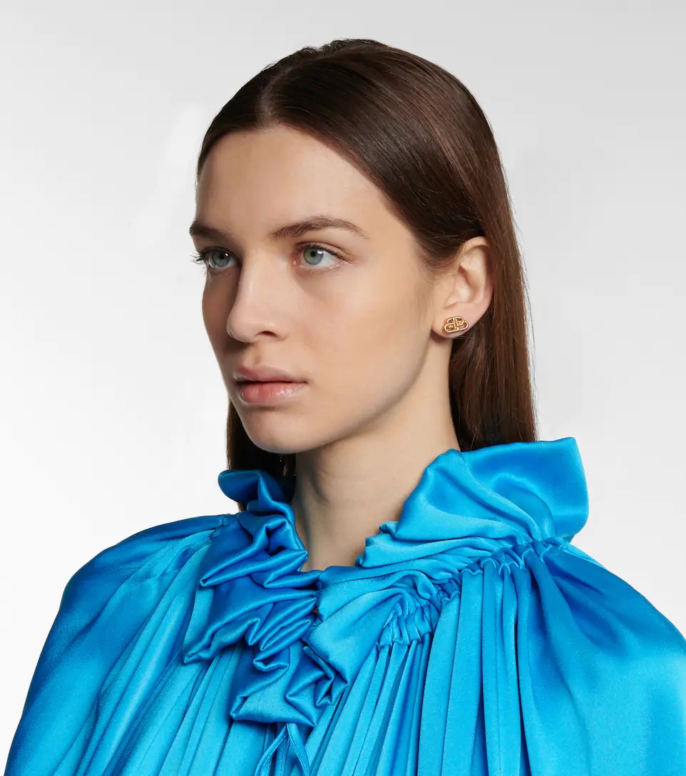 BALENCIAGA BB XS gold-plated stud earrings | mytheresa
