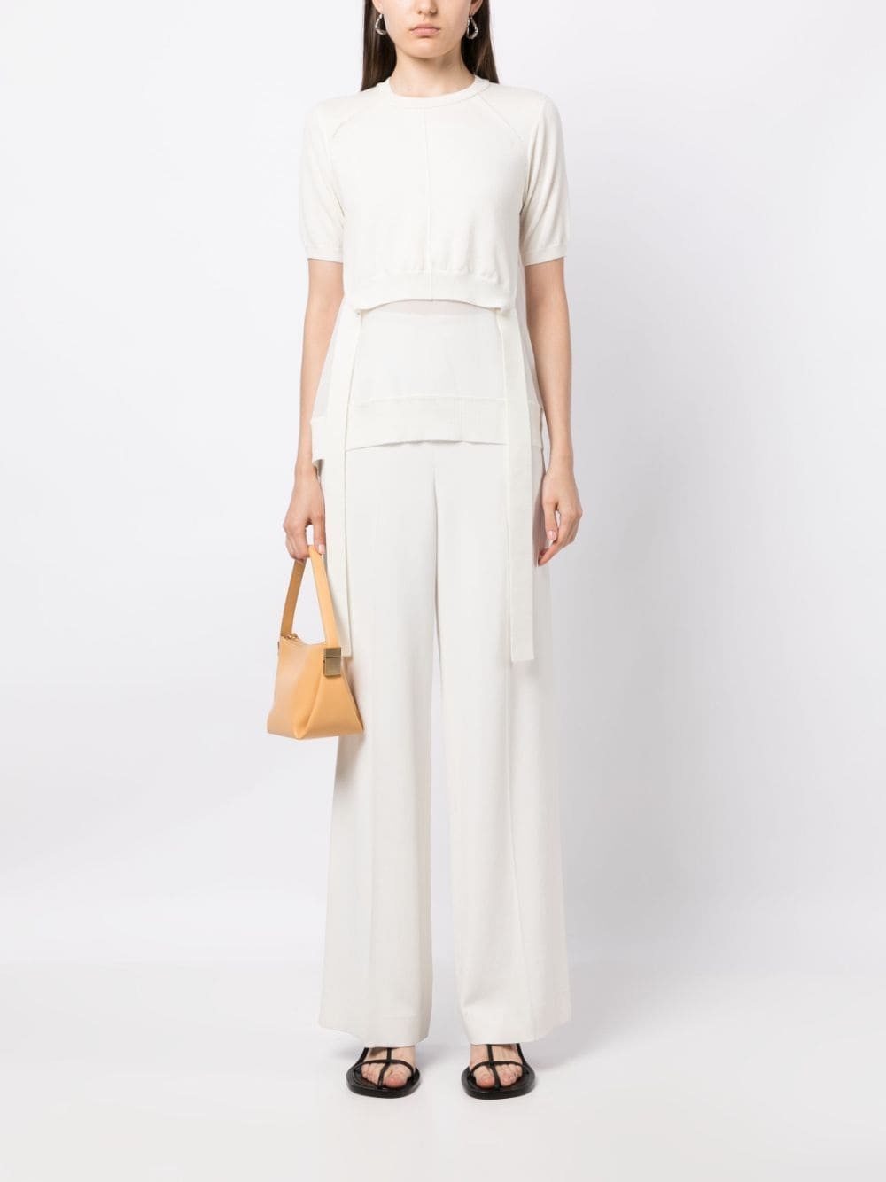 semi-sheer panelled knitted top - 2