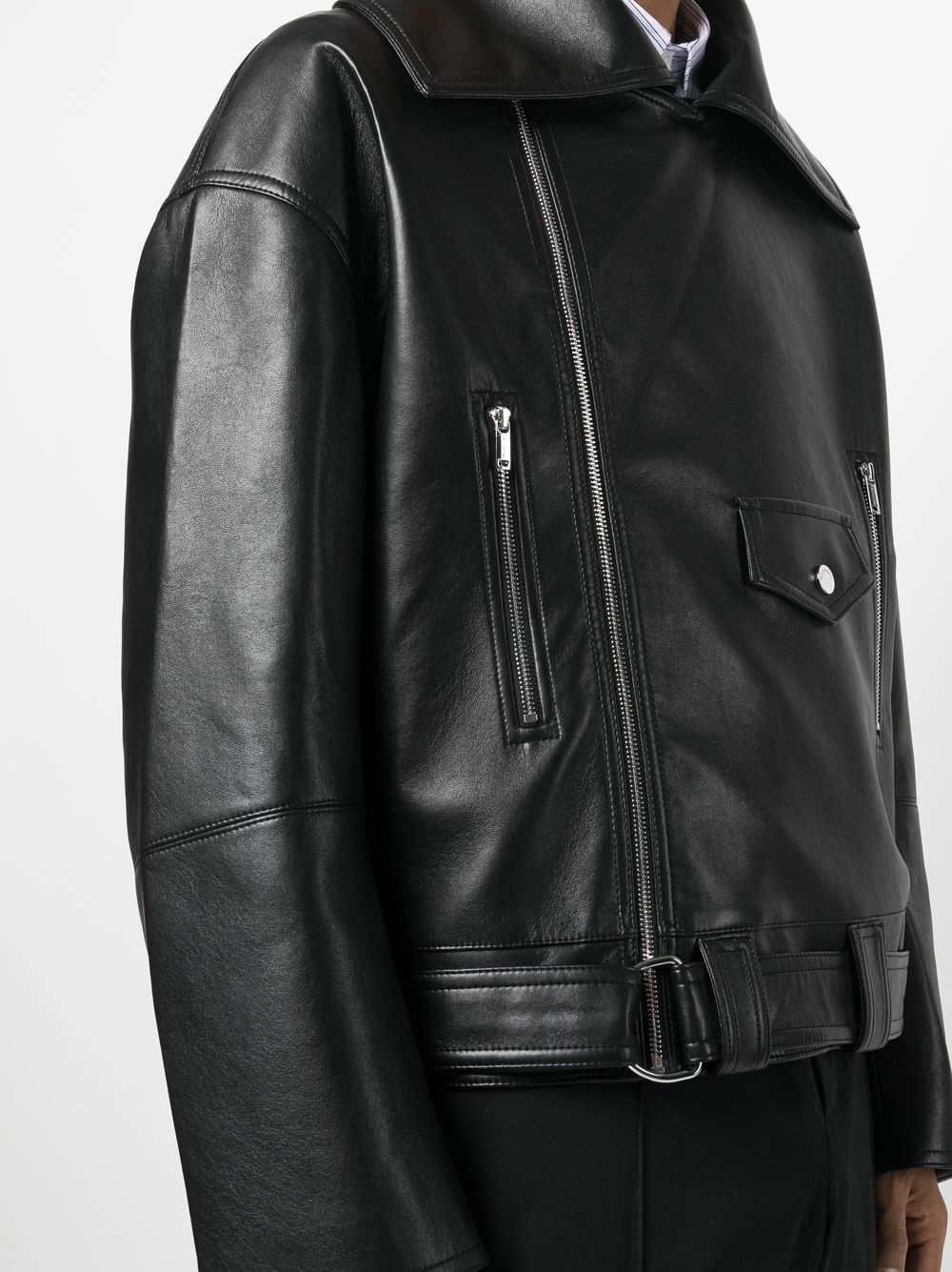 zipped biker jacket - 5