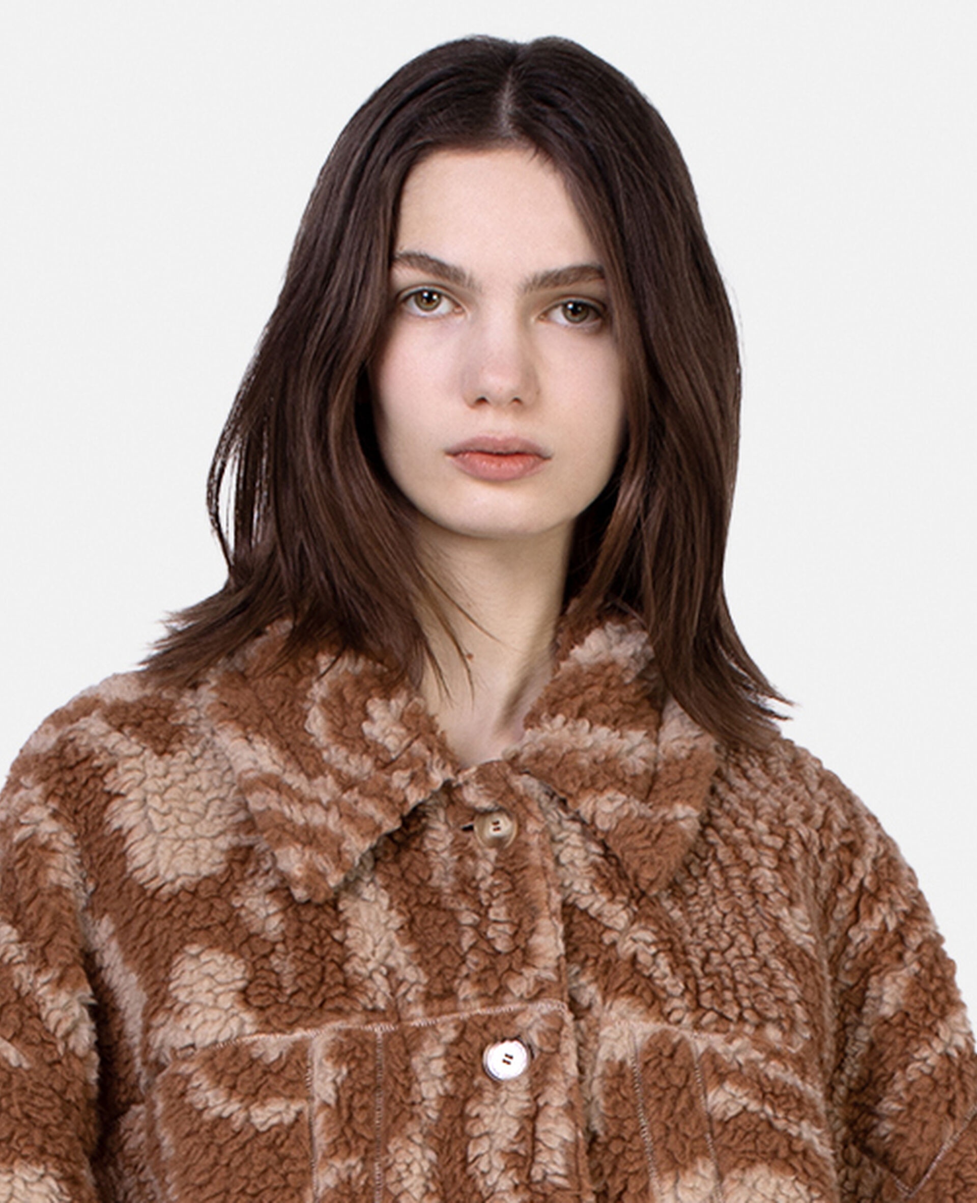 Woodgrain Print Teddy Jacket - 4