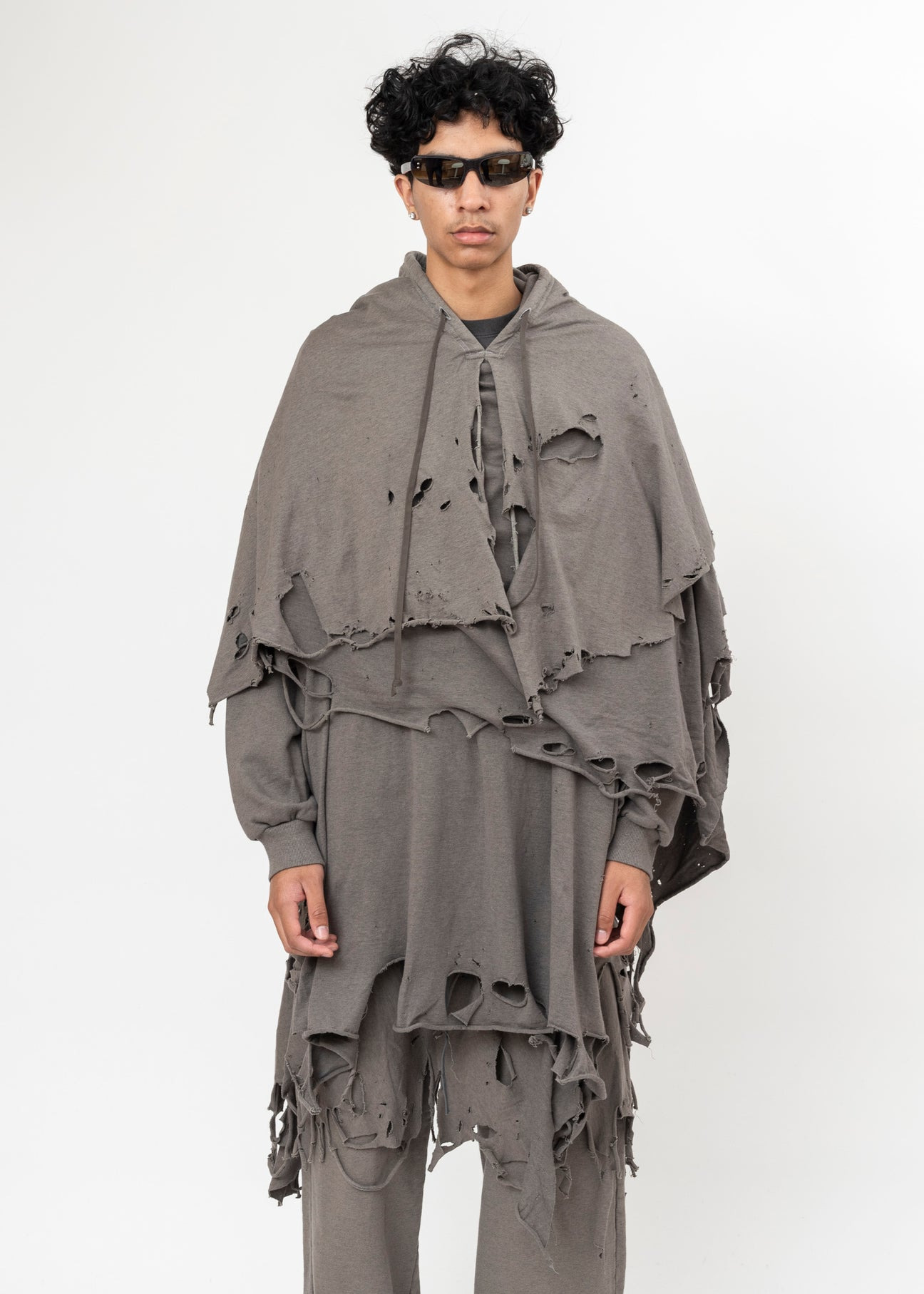 GREY DOUBLET PHANTOM FRAYED HOODIE - 5