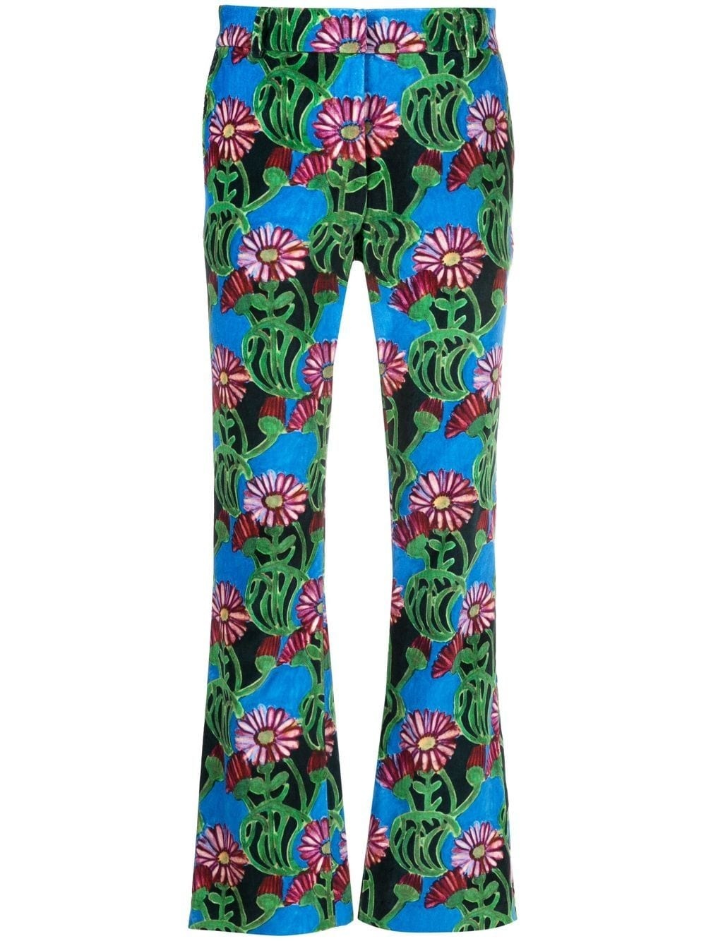 floral-print flared trousers - 1