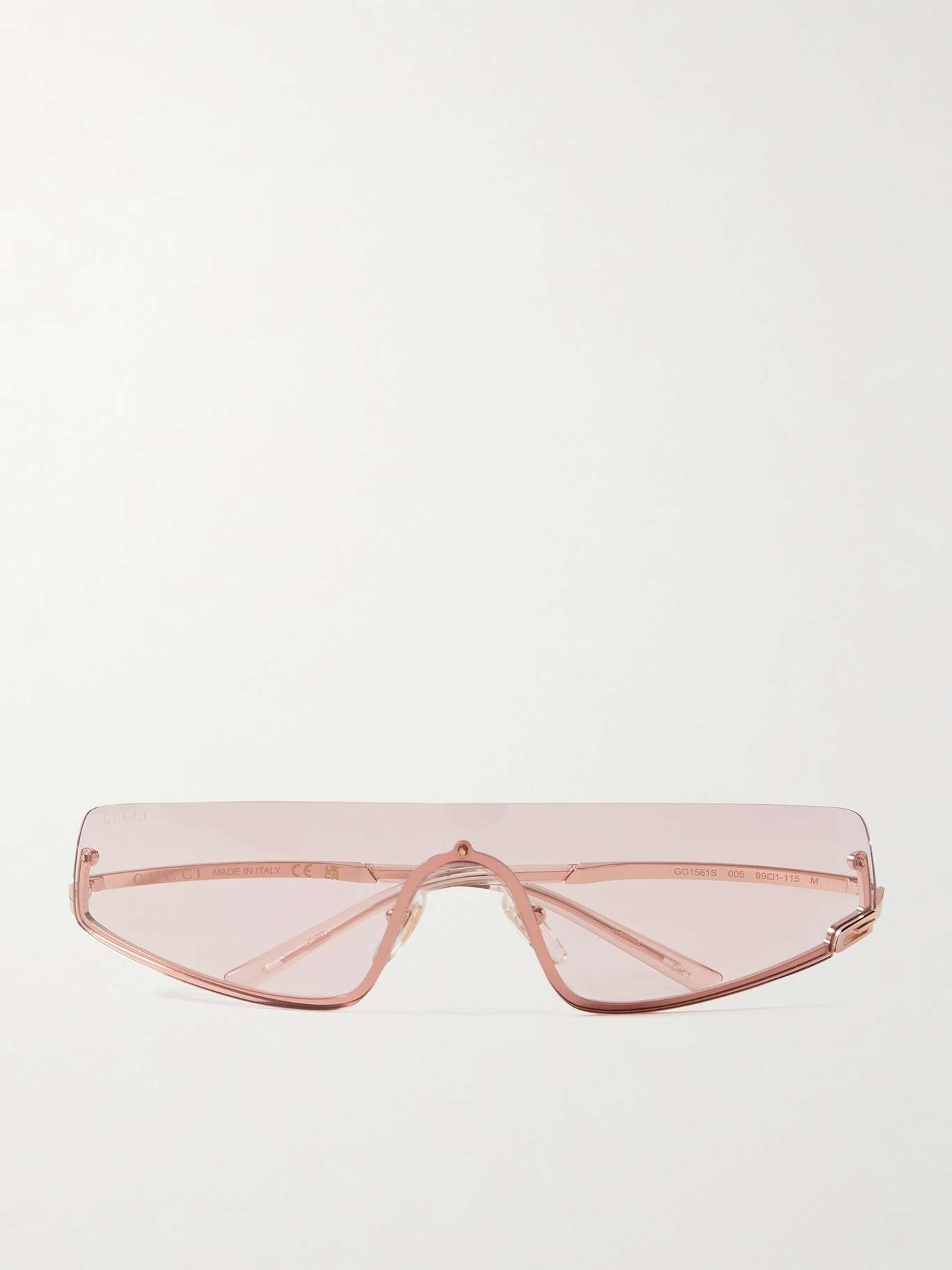 Rimless rectangle-frame rose gold-tone sunglasses - 1