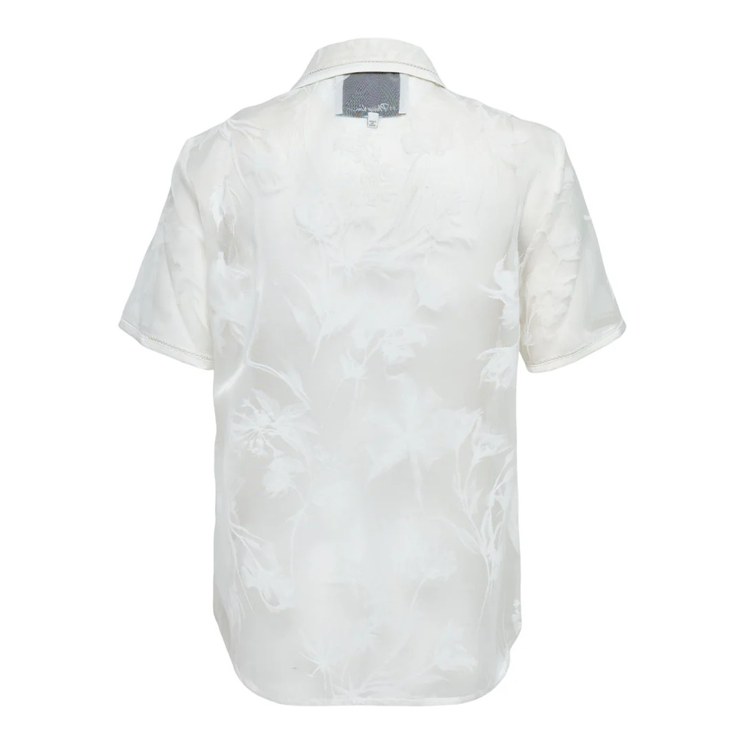 Flocked Organza Short Sleeve Shirt - 2