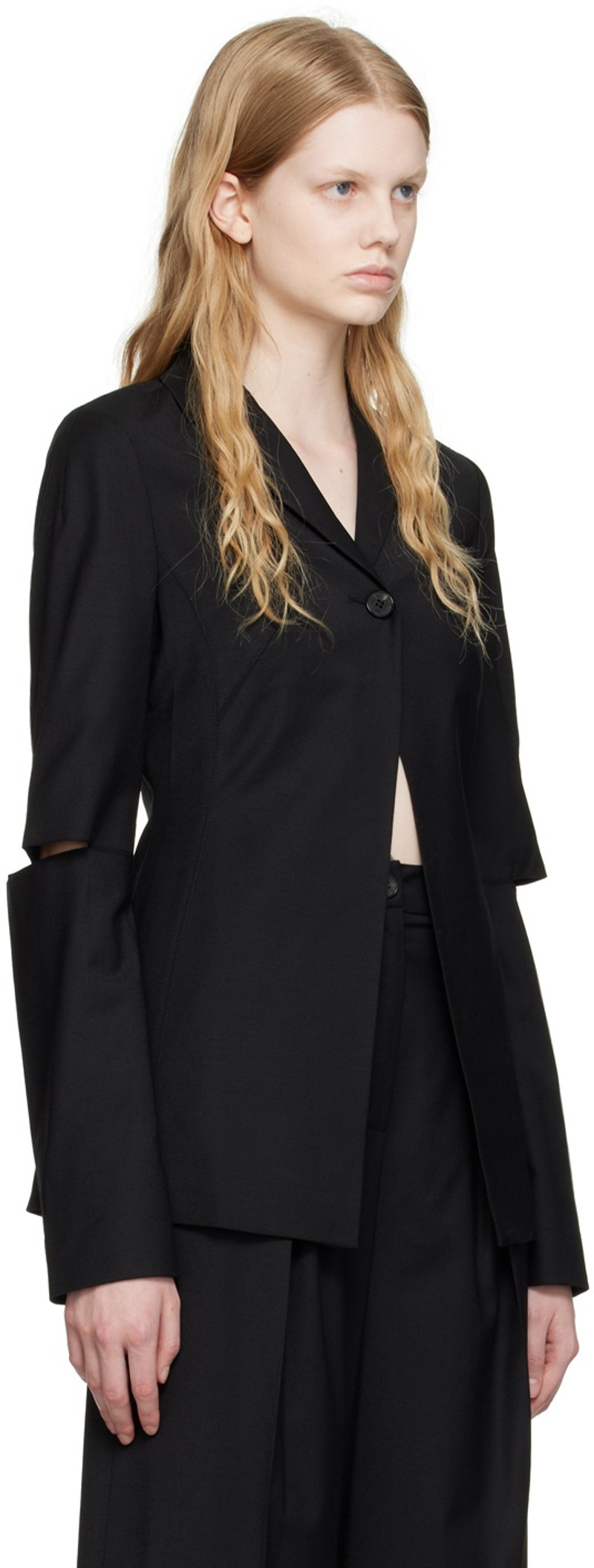 LVIR Black Slit-Sleeve Blazer outlook