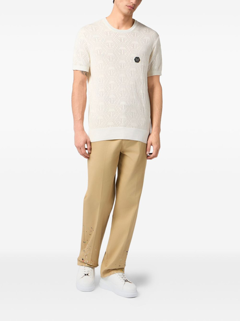 PHILIPP PLEIN openwork monogram T-shirt outlook