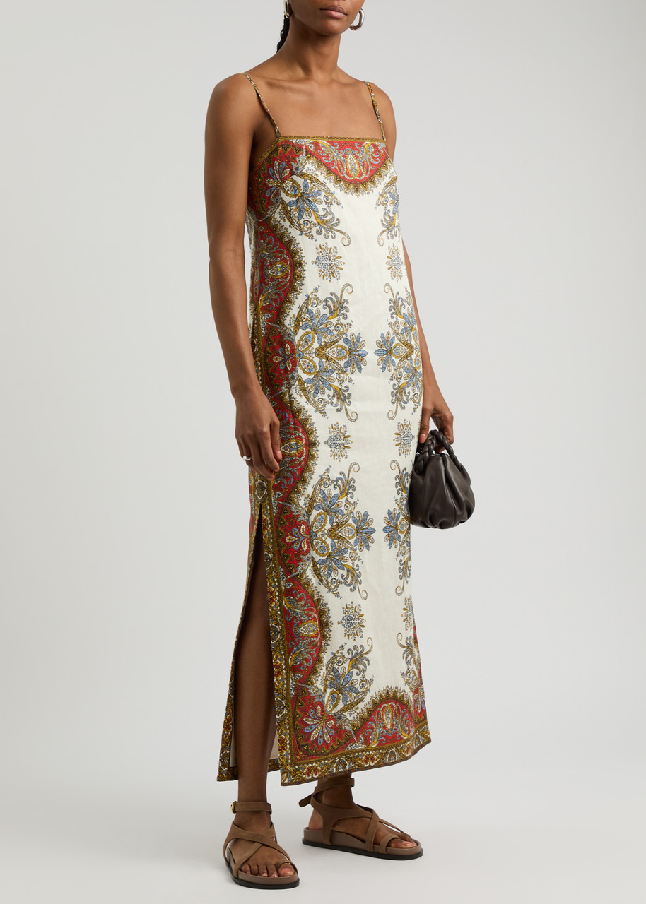 Veronica Beard Petra Paisley-print Linen Midi Dress - 4