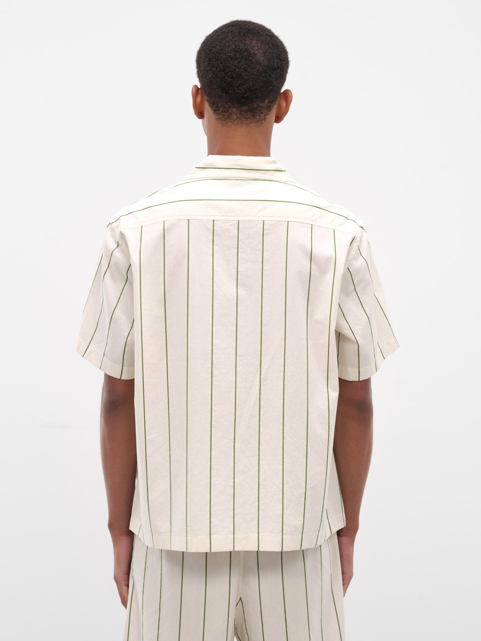 Cream Striped Short Sleeve Shirt - 3