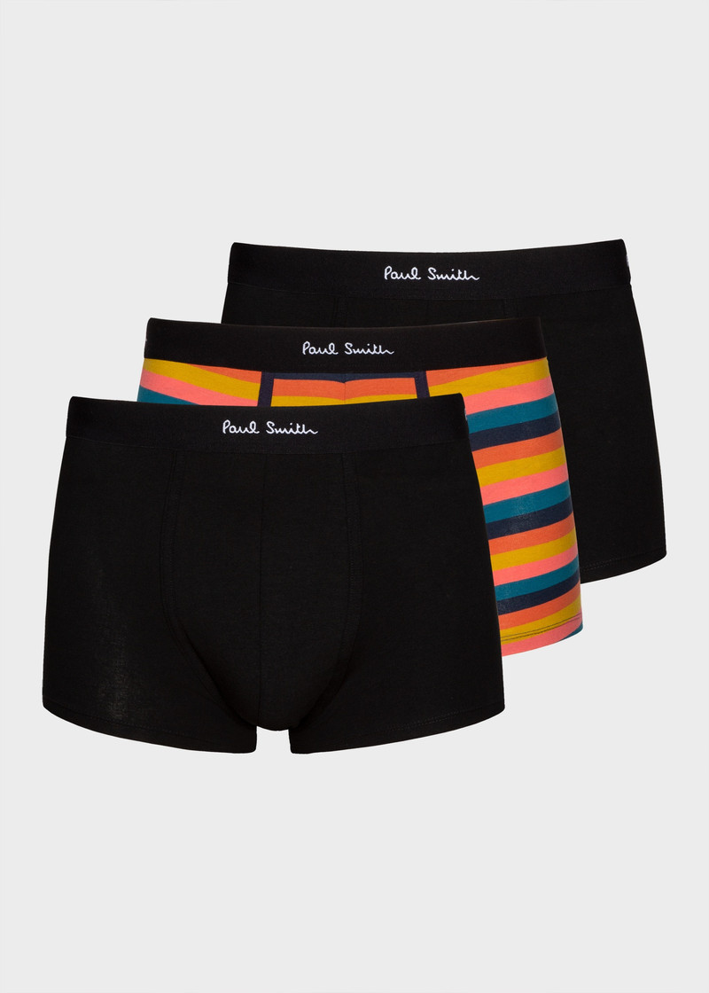 Black 'Artist Stripe' Boxer Briefs Three Pack - 1