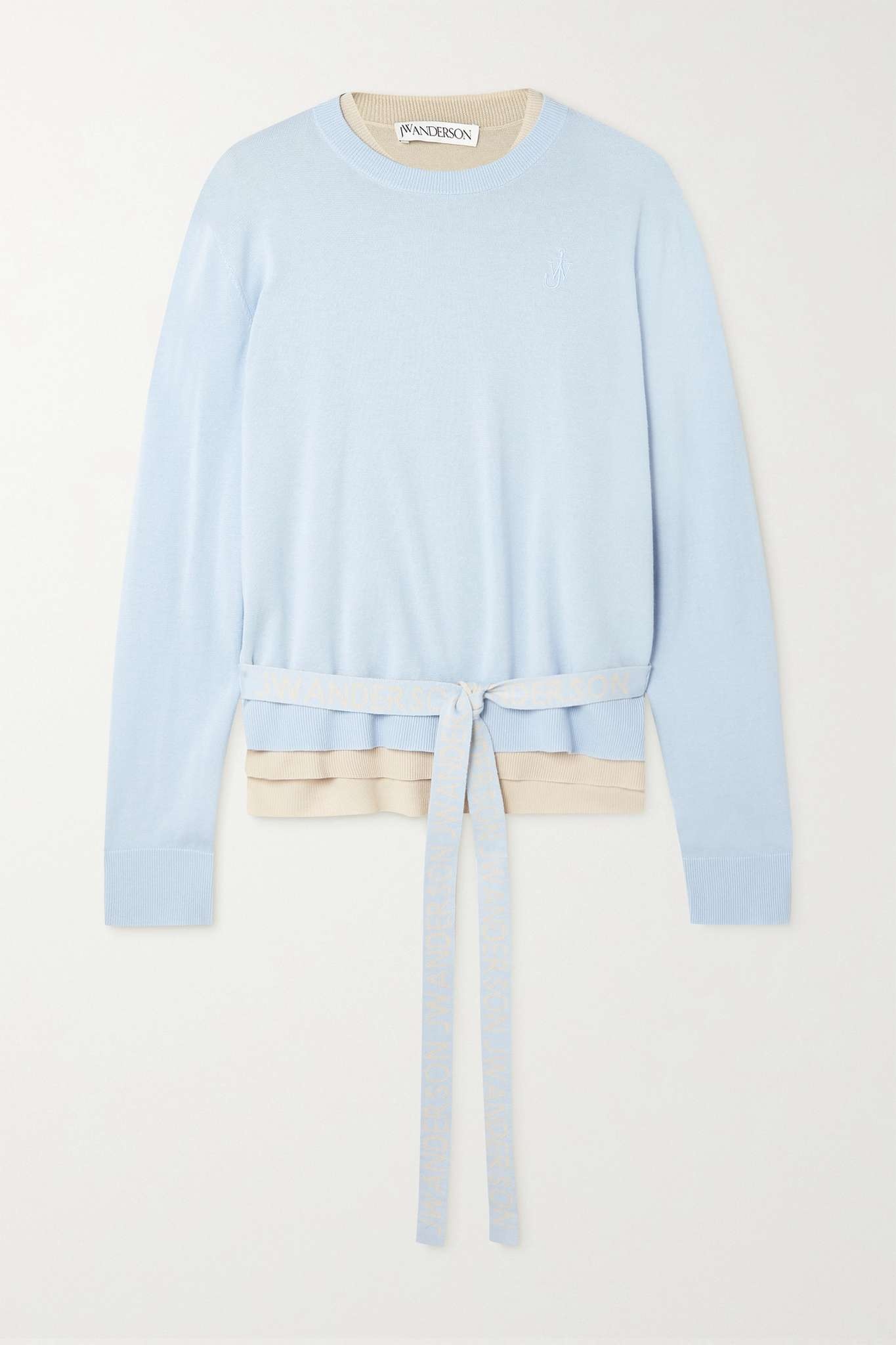 Belted layered cotton sweater - 1