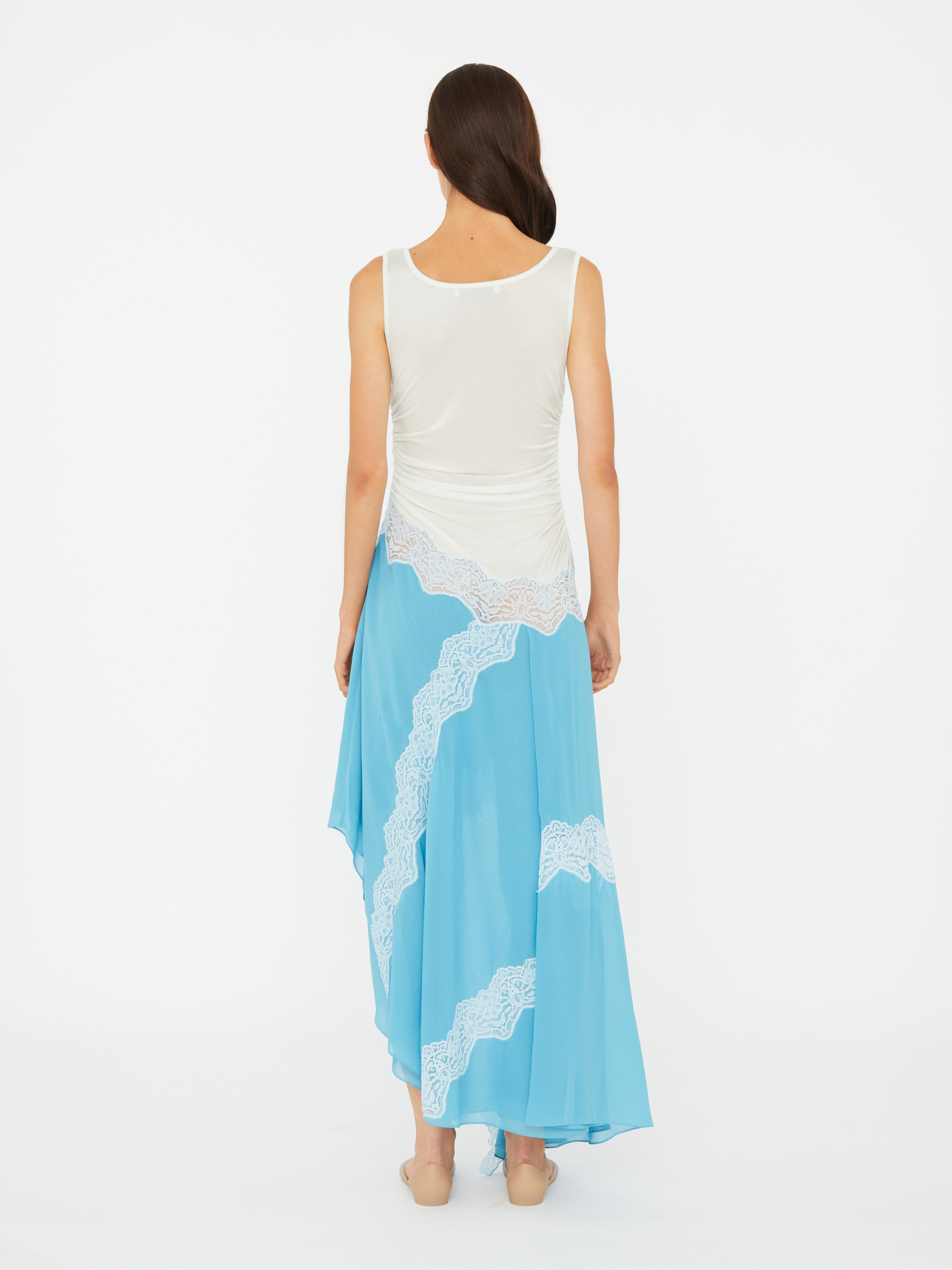 Cutaway Lace Gathered Tank Dress - 4
