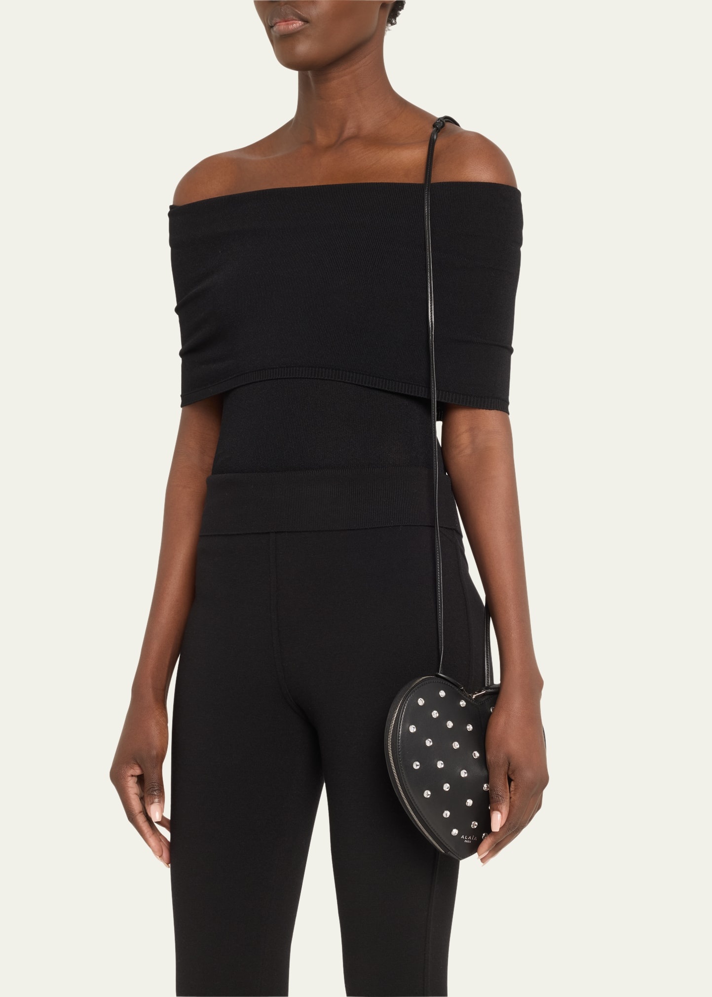 Le Coeur Riveted Strass Leather Crossbody Bag - 2