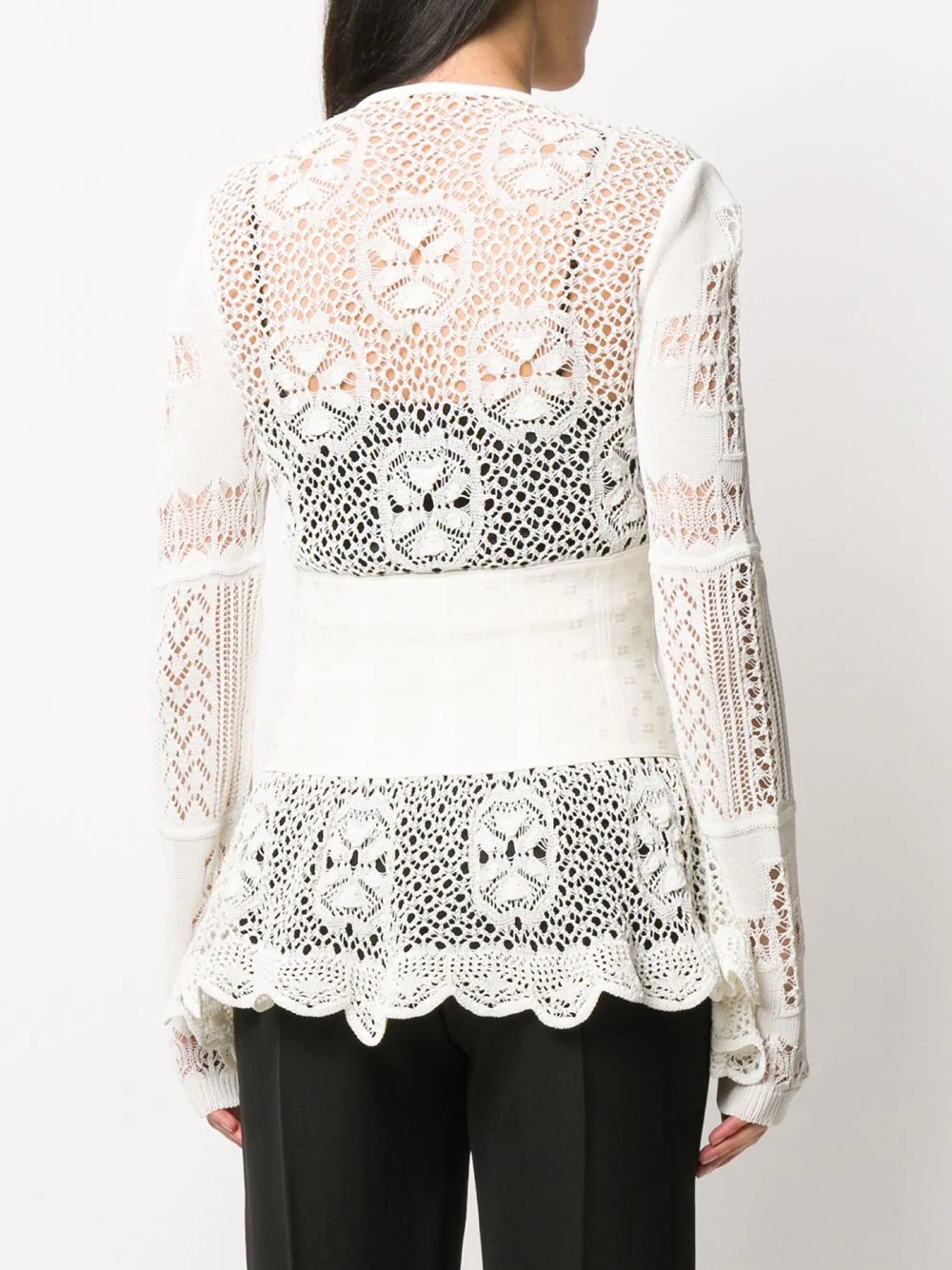 patchwork lace peplum cardigan - 4