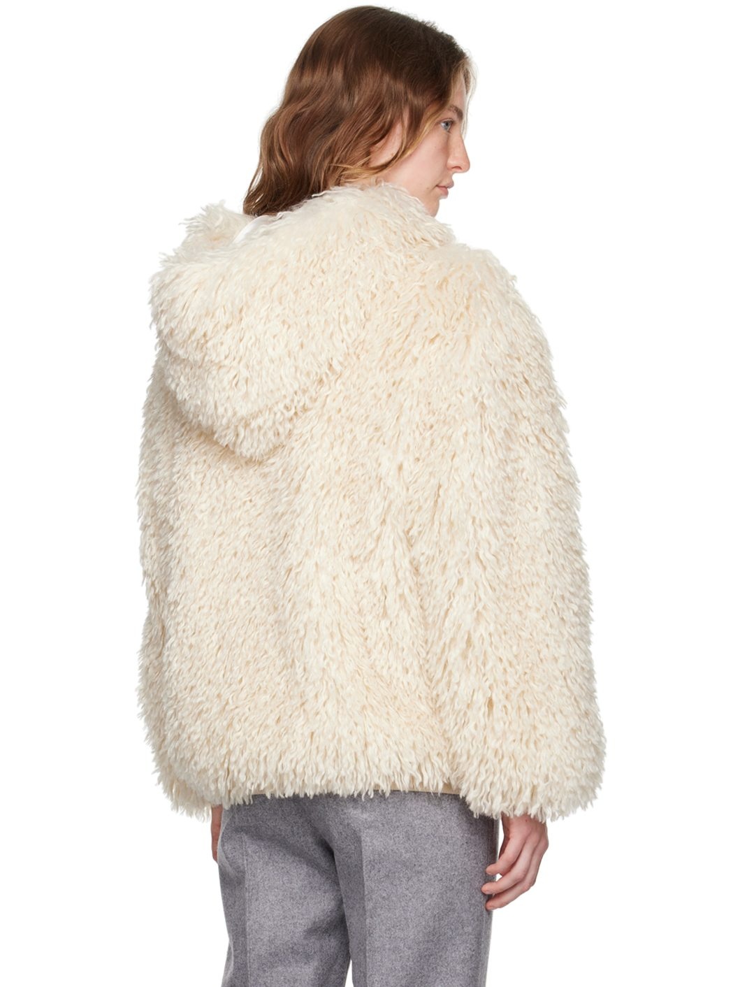 Off-White Hooded Faux-Fur Jacket - 3