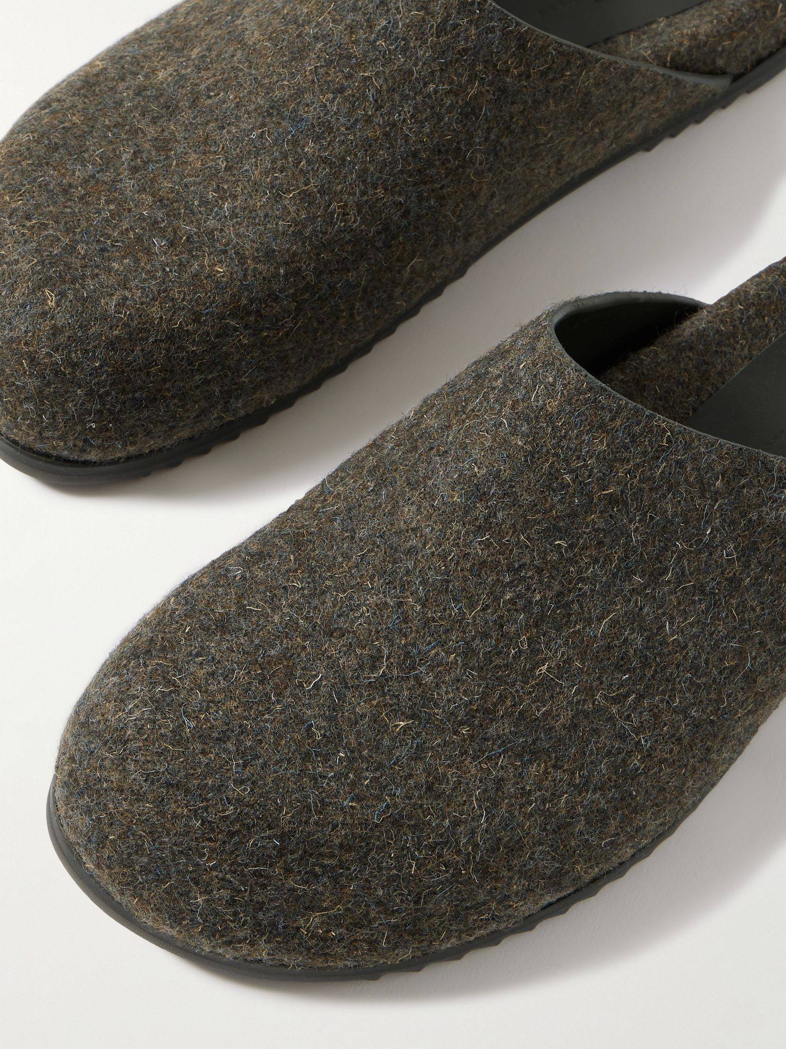 Granola Melton Wool Mules Green - 5