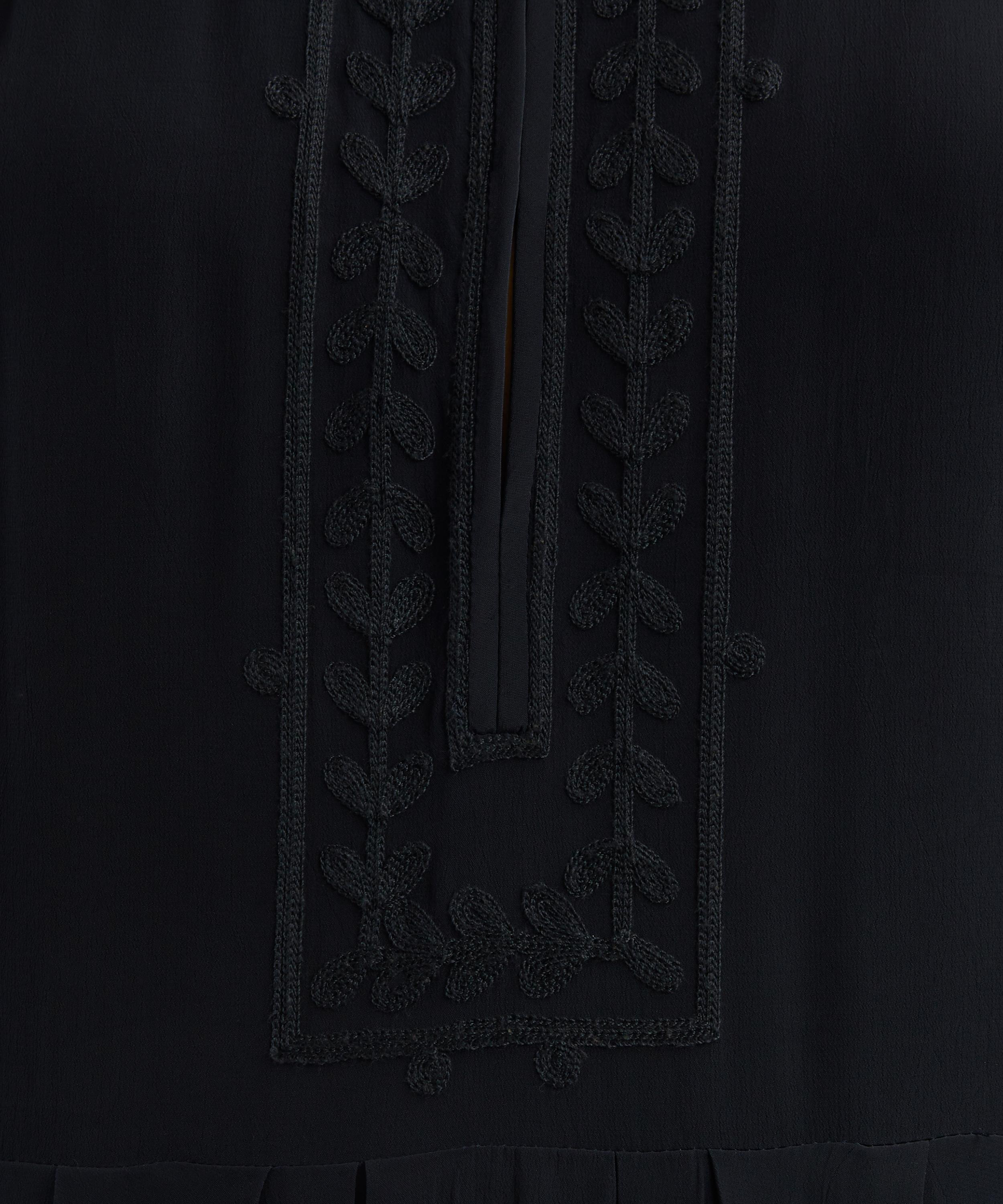 Feliana Long Embroidered Crepe Dress - 5