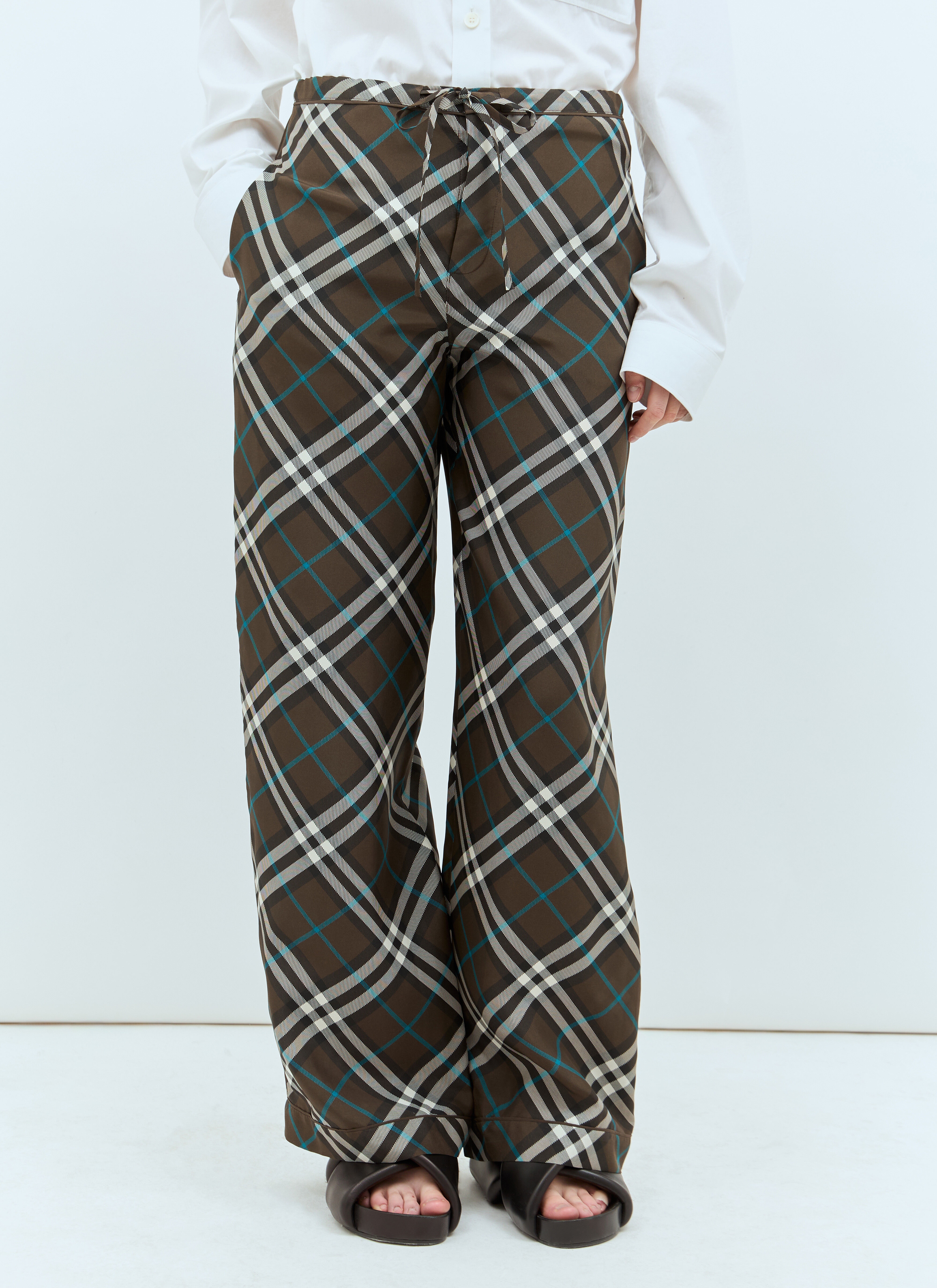 Check Silk Pants - 1