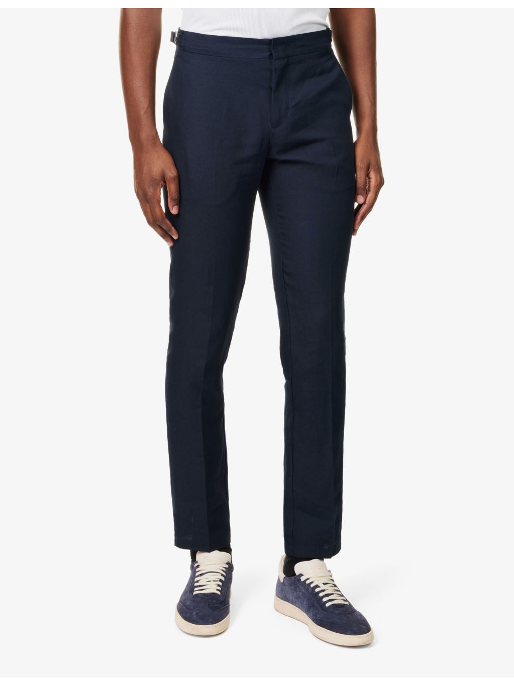 Griffon two-slip-pockets mid-rise regular-fit linen trousers - 3