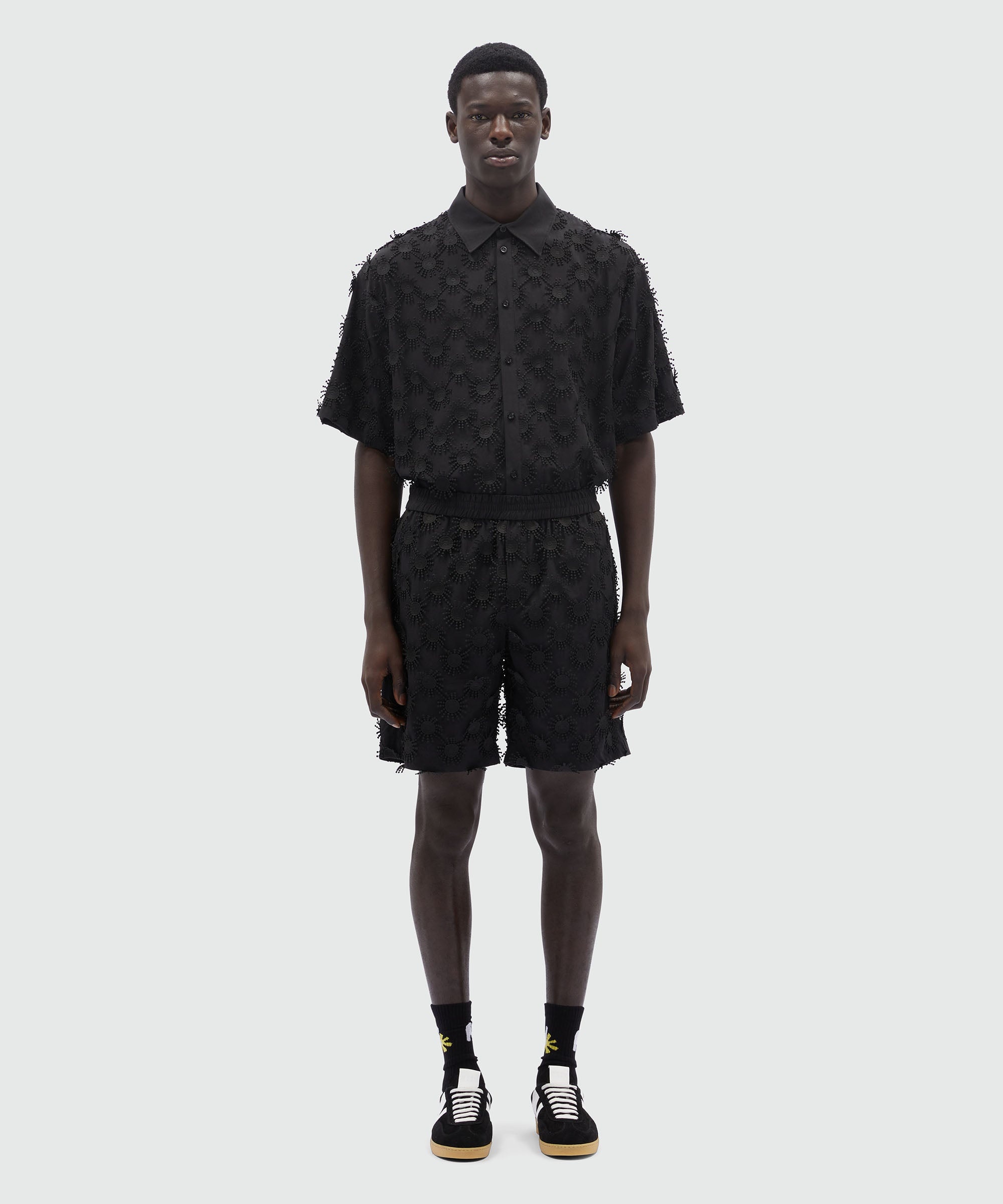 Bermuda shorts in black poplin with embroidery - 2