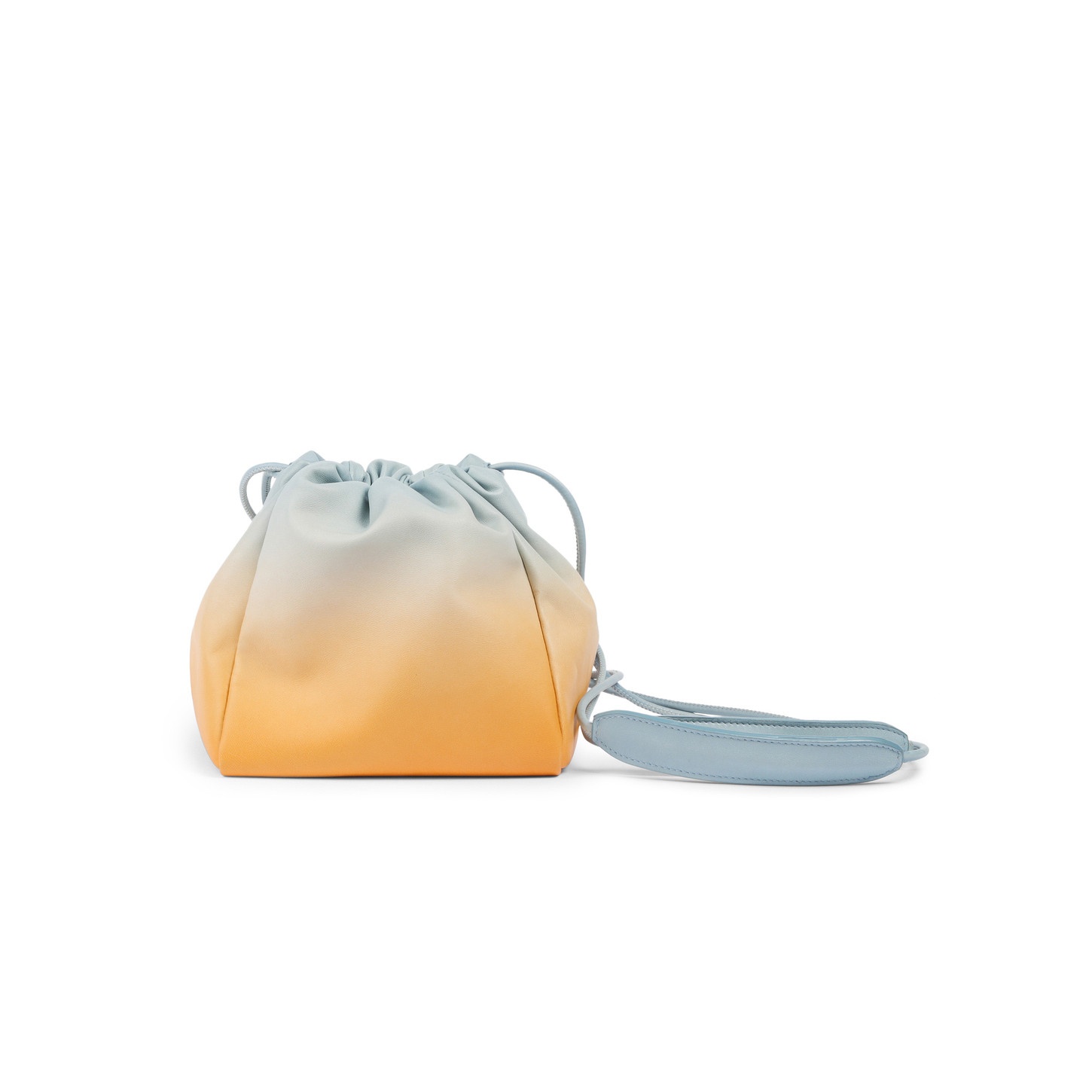 Orange and light blue leather bucket bag - 5