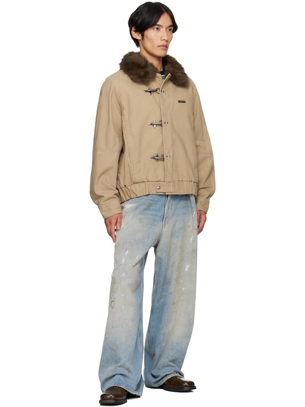 Beige Ortega Washed Cotton Jacket - 4