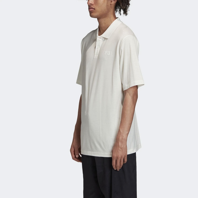 Men's Y-3 Solid Color Logo Polo Shirt White FN3356 - 6