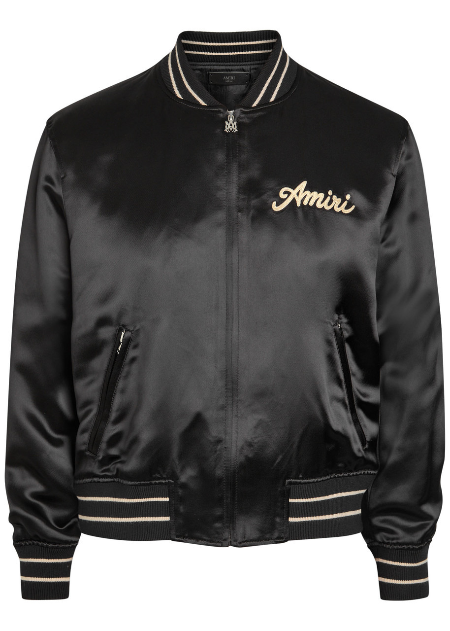 Amiri Club Amiri Logo-embroidered Satin Bomber Jacket - 1