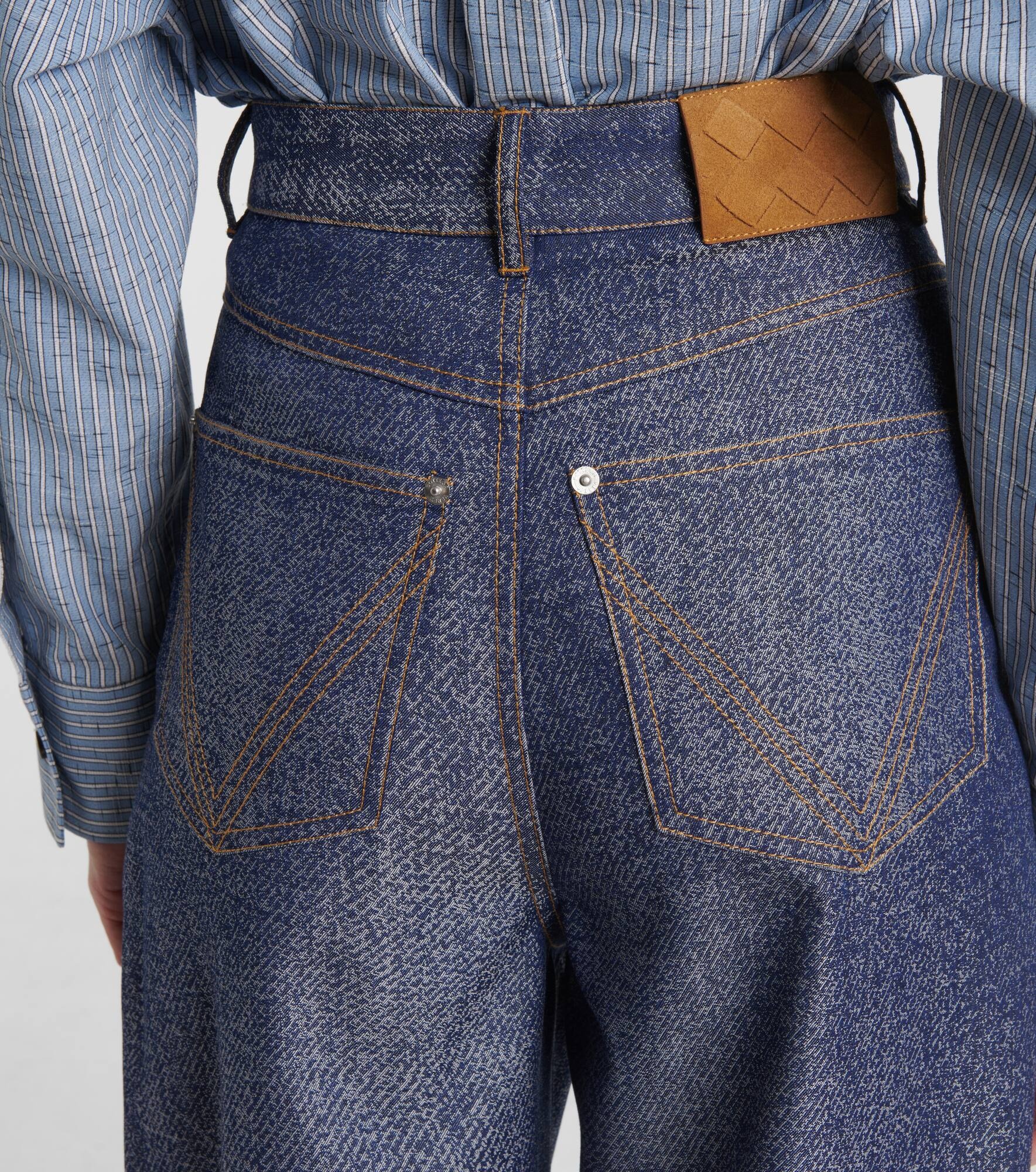 Trompe l'œil wool and cotton wide-leg pants - 6
