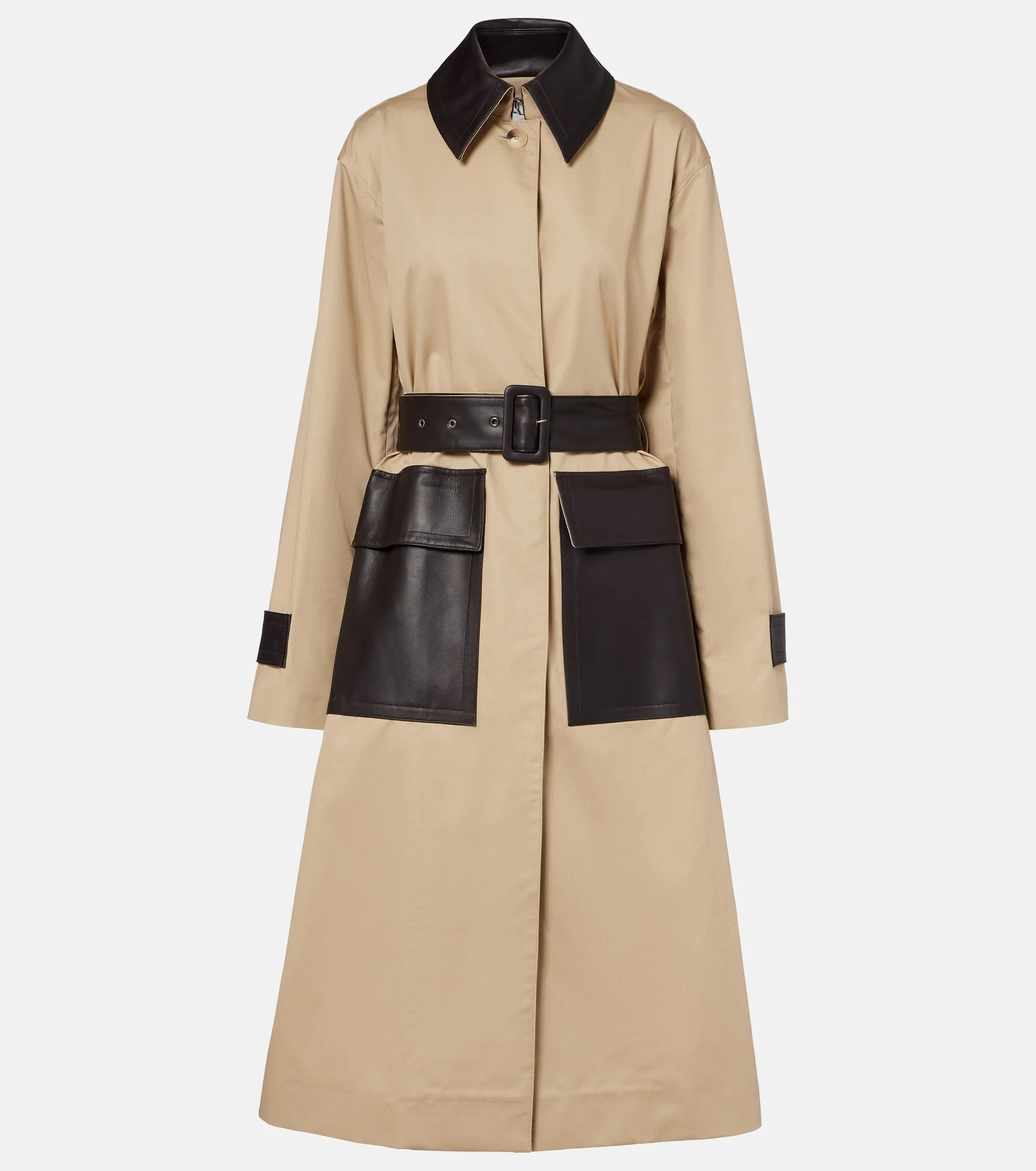 Zaman leather-trimmed cotton trench coat - 1