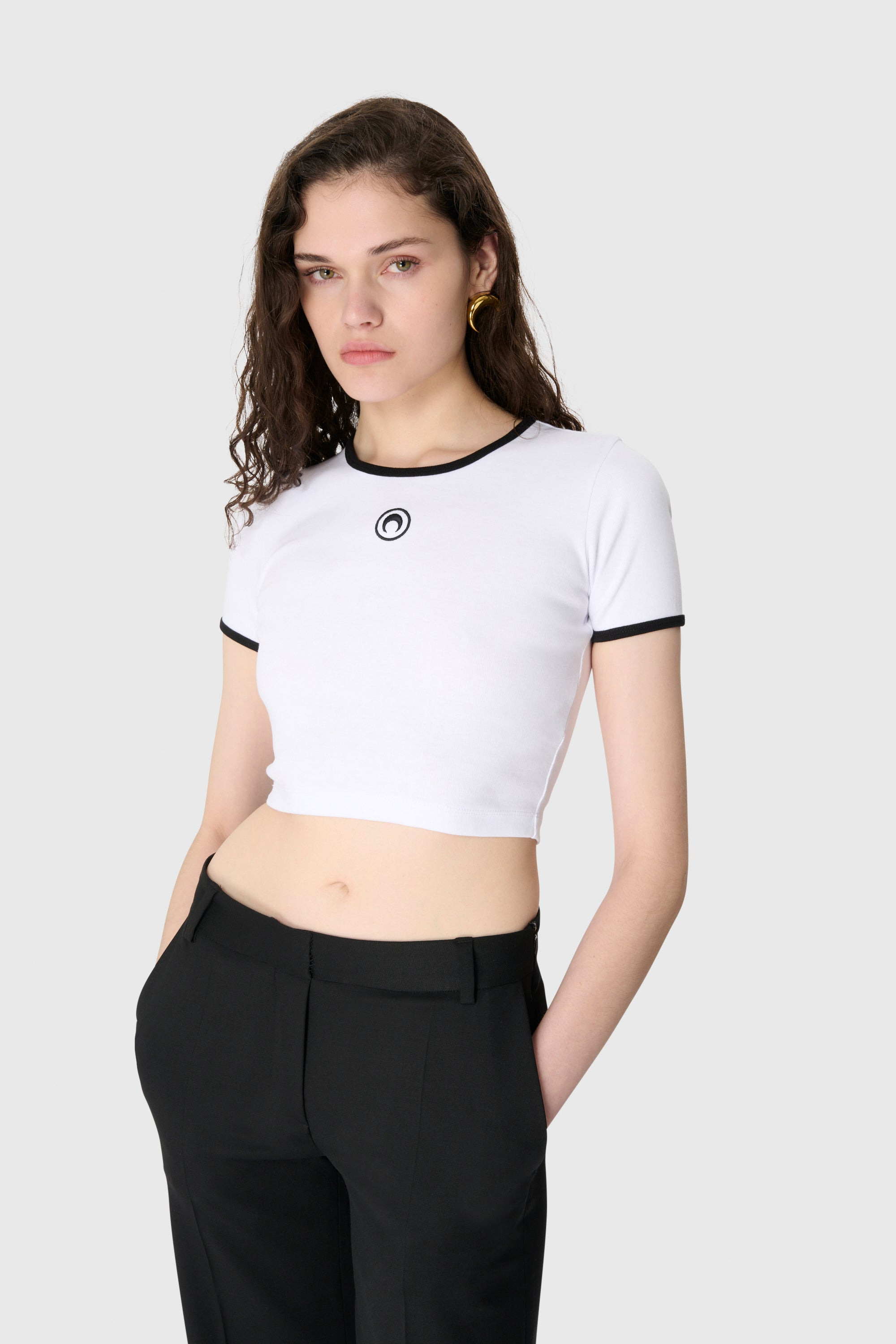 Moon Logo Ribbed Jersey Cropped Top - 2