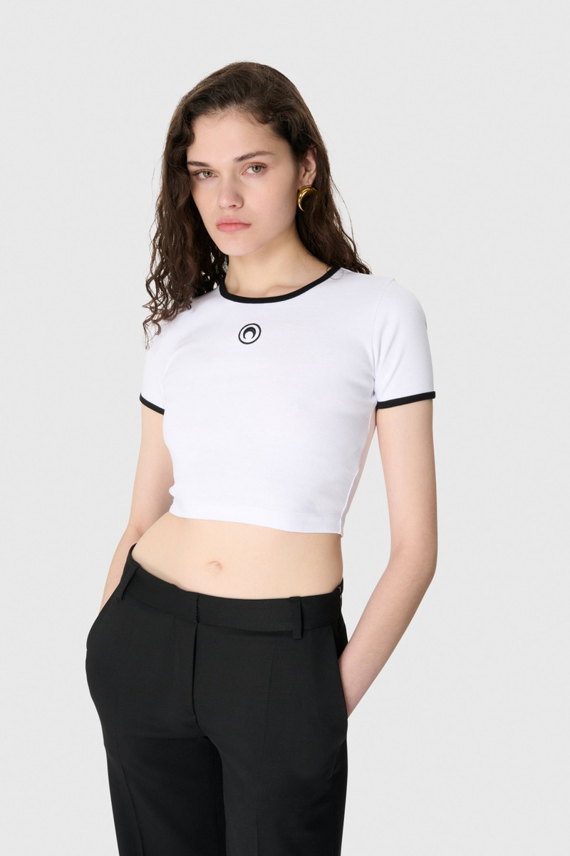 Marine Serre Moon Logo Ribbed Jersey Cropped Top outlook