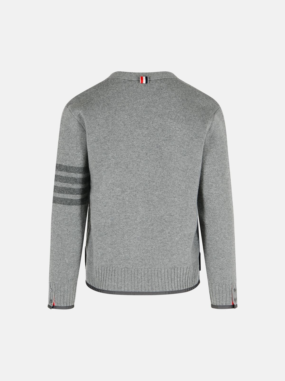 【関税&送料込】Thom Browne Grey Sweater In Virgin Wool Wool 4 Bar Pullover | Thom Browne