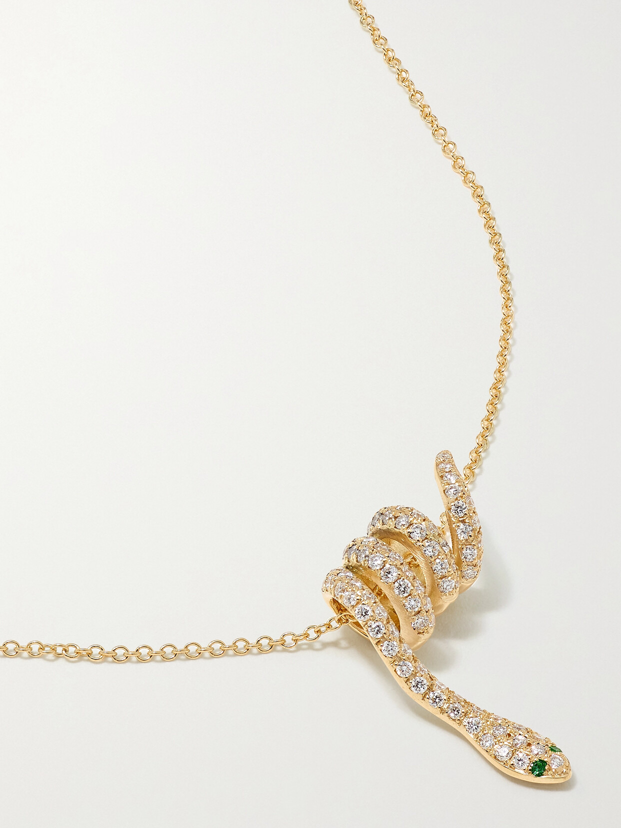 Curled Snake 18-karat Gold, Diamond And Tsavorite Necklace - 1