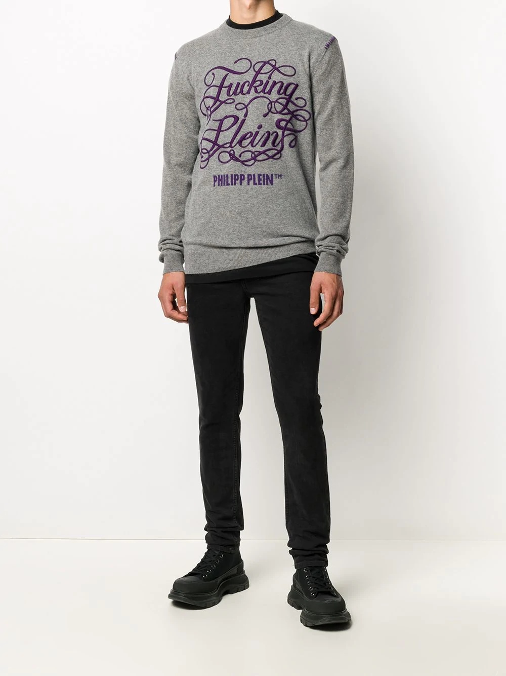 embroidered crew neck jumper - 2