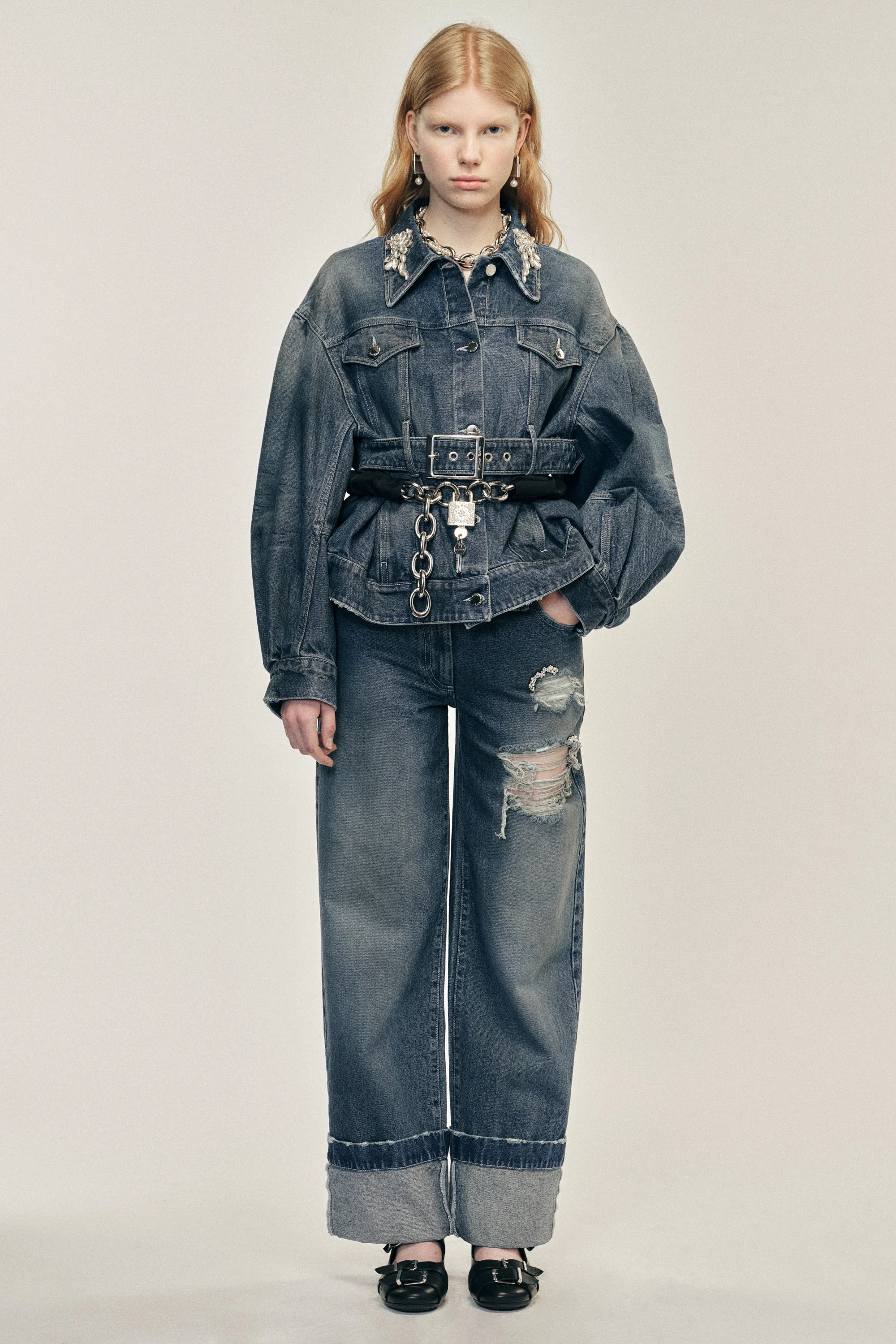Embellished Straight Leg Jeans - 1