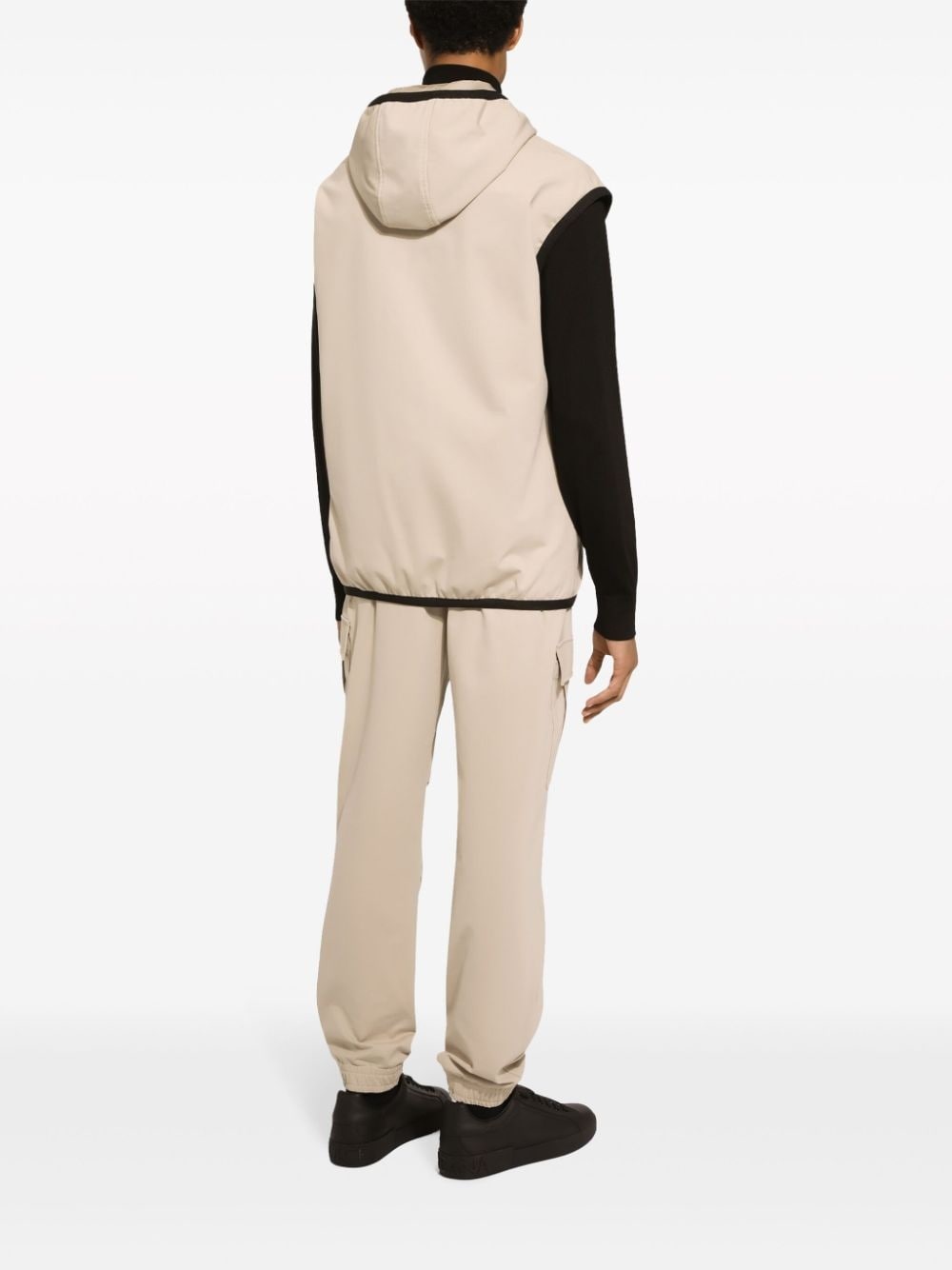 logo-plaque hooded gilet - 4