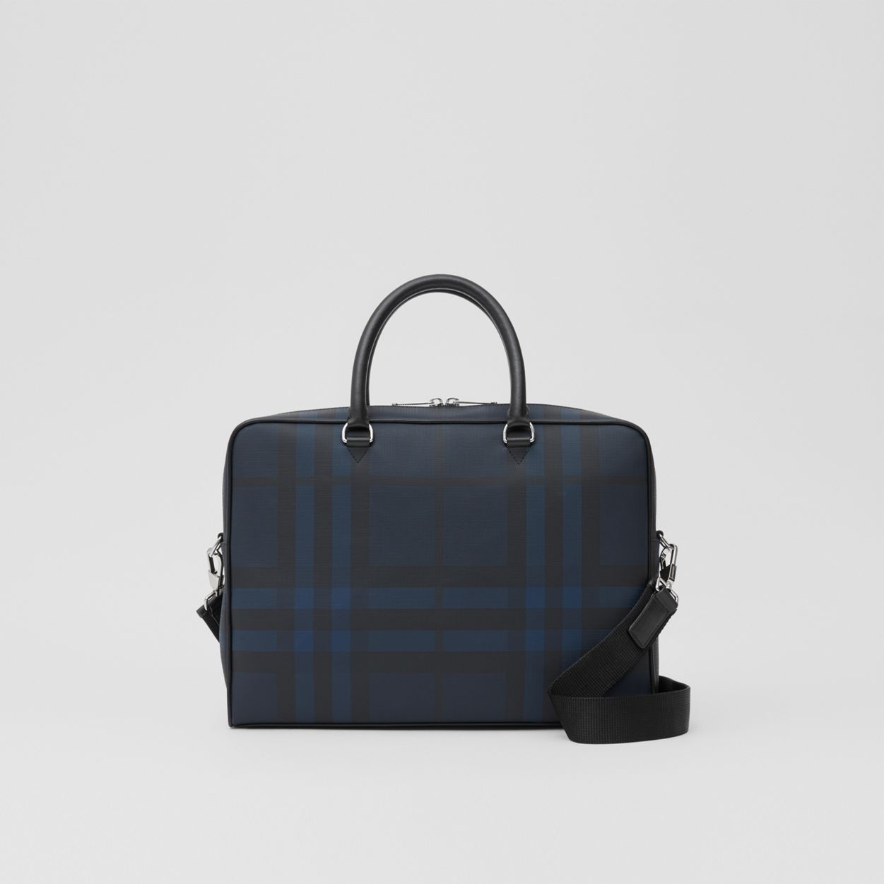 London Check and Leather Briefcase - 1