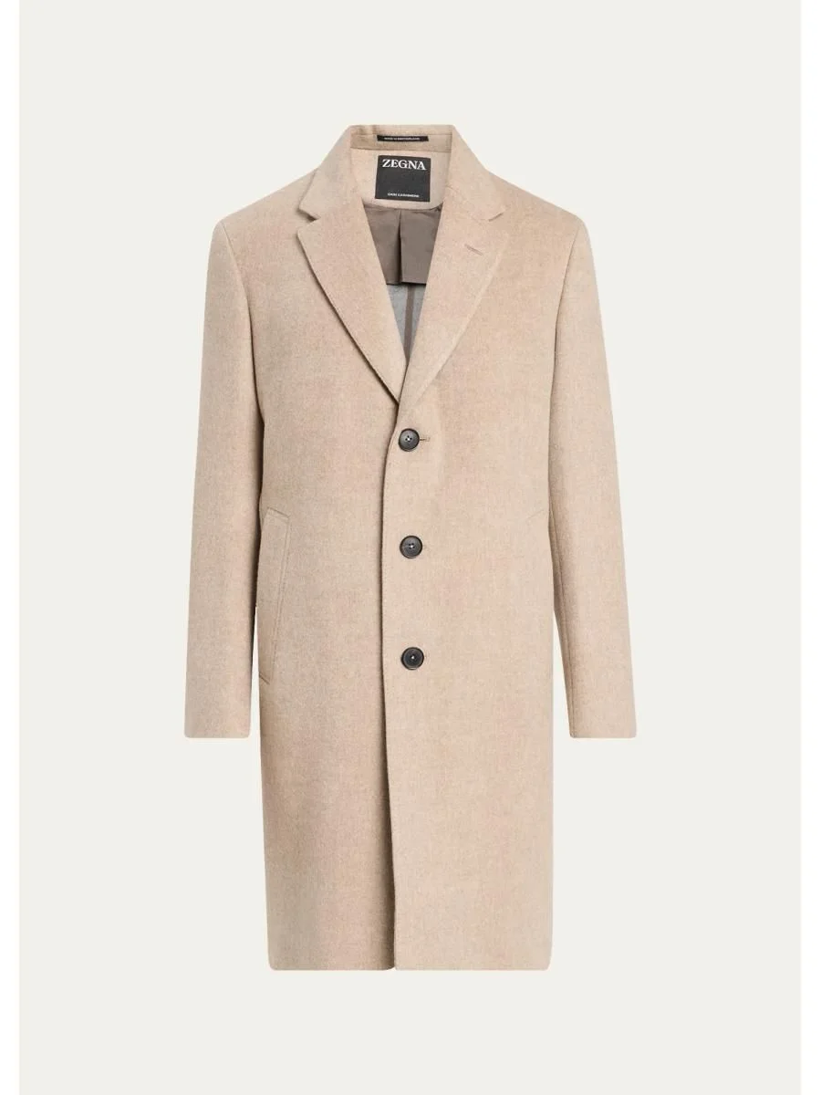 Men's Cashmere Single-Breasted Overcoat - 1
