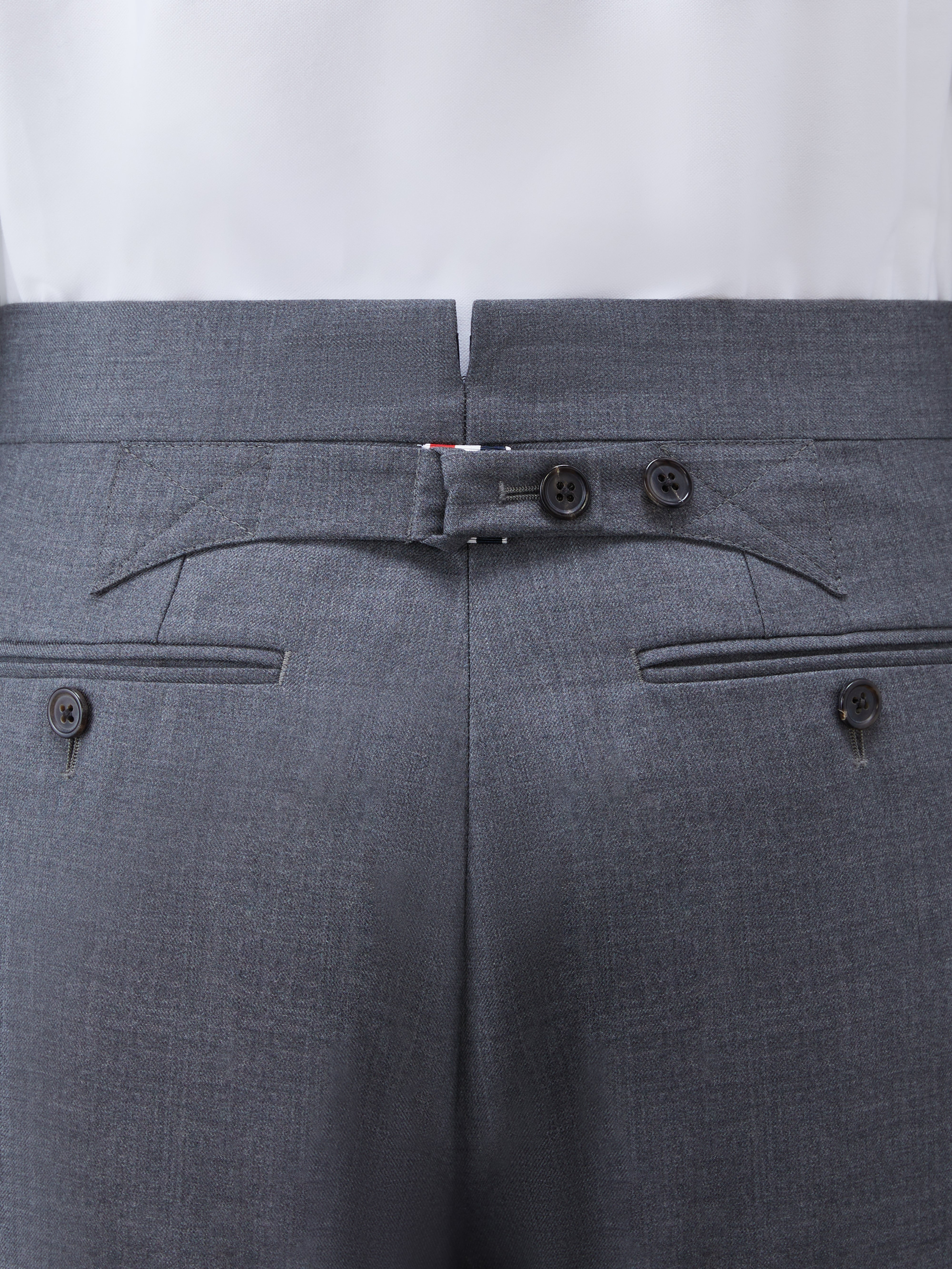Medium Grey Super 120's Twill Classic Backstrap Short - 4