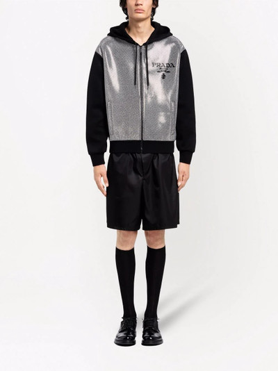 Prada studded-front logo zip hoodie outlook