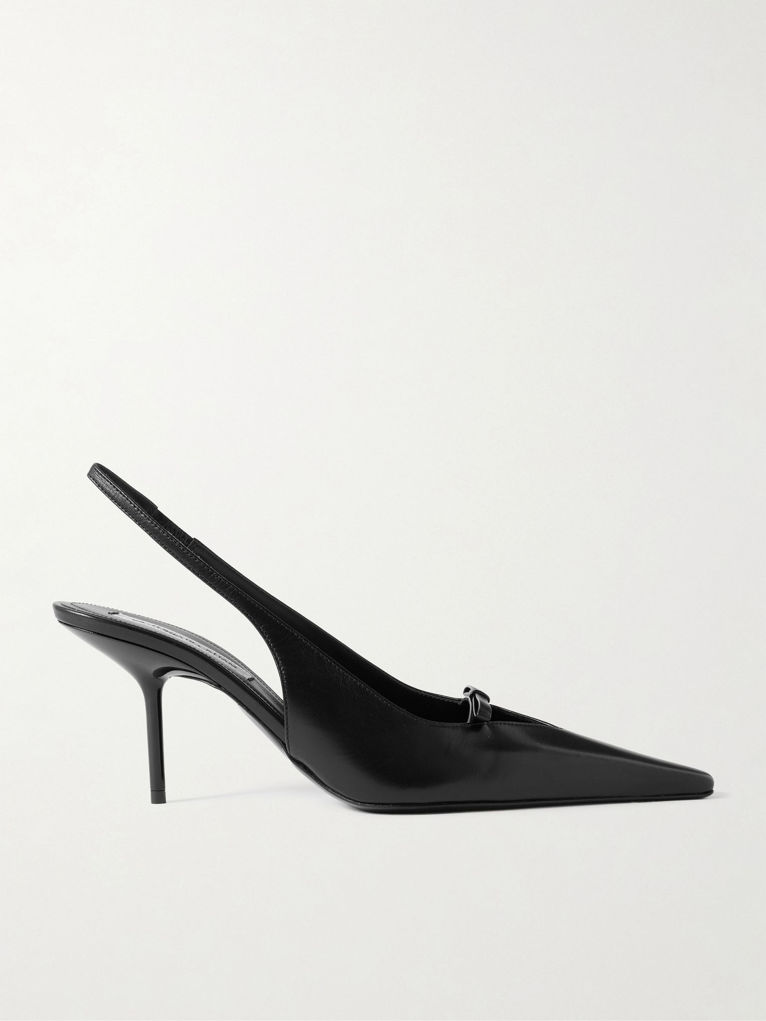 Sloan bow-embellished leather slingback pumps Black - 1