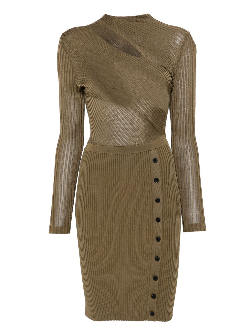 ribbed button-detail dress - 1