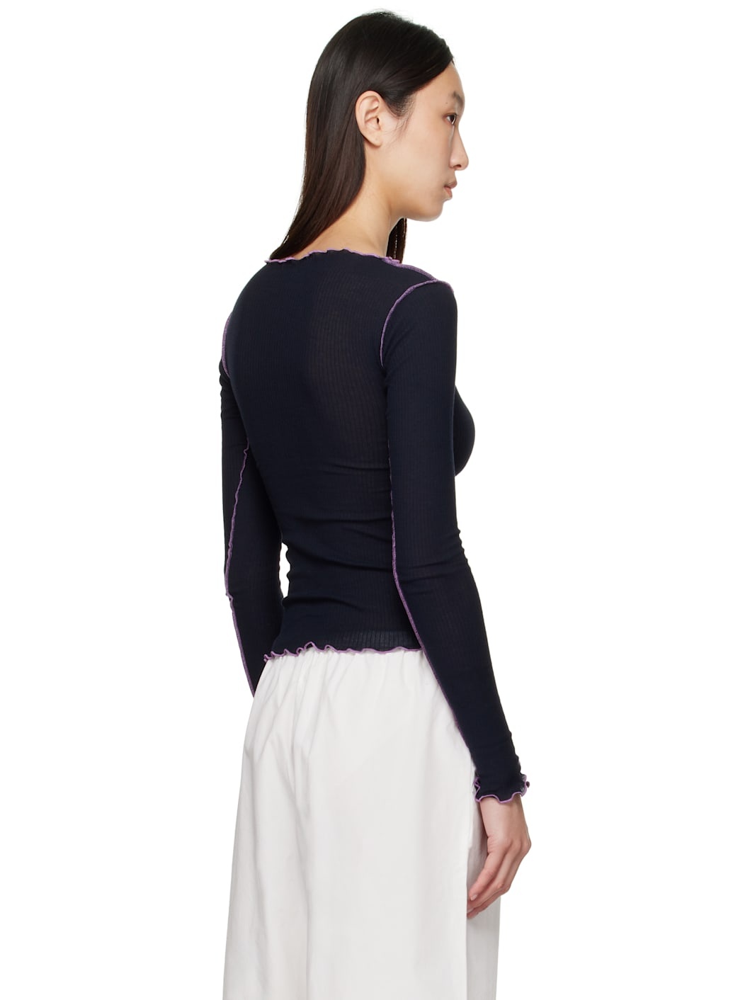 Navy Vein Long Sleeve T-shirt - 3