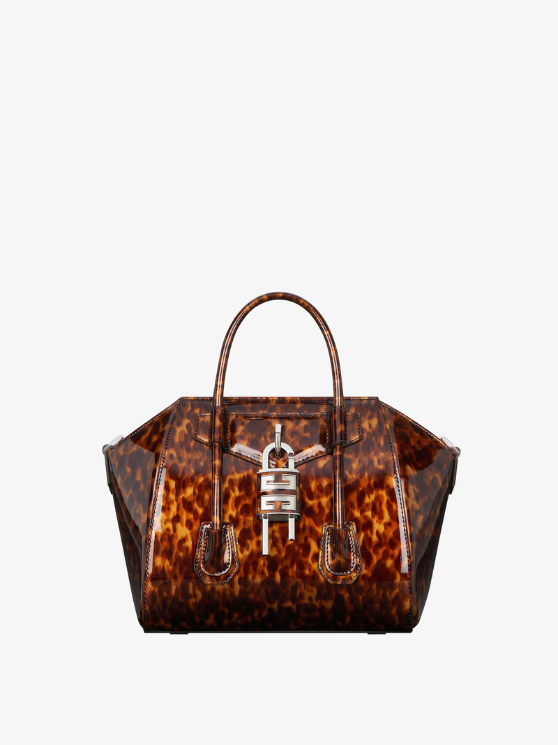 MINI ANTIGONA LOCK BAG IN TORTOISESHELL LEATHER 1