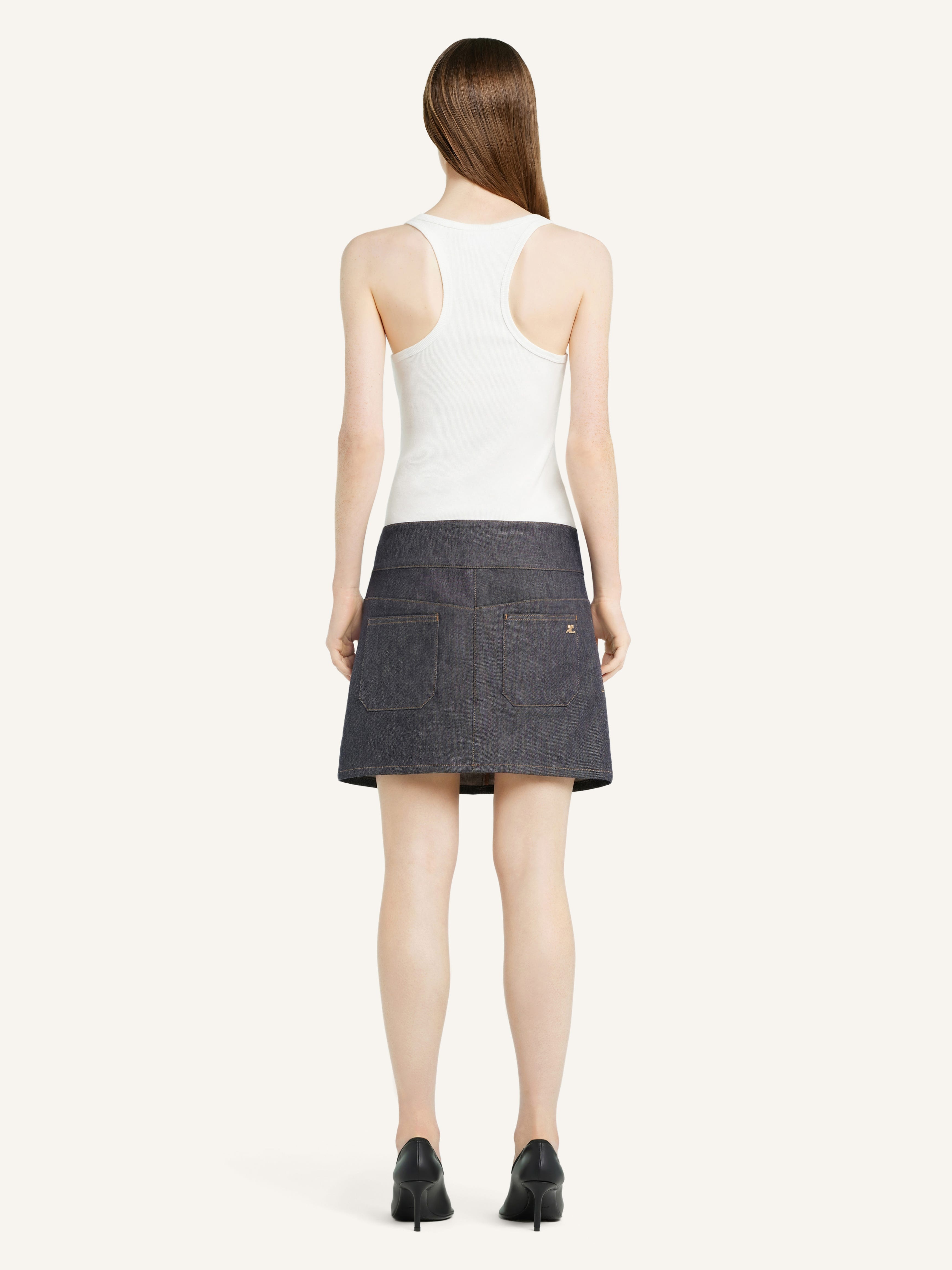 BELTED DENIM MINI SKIRT - 3