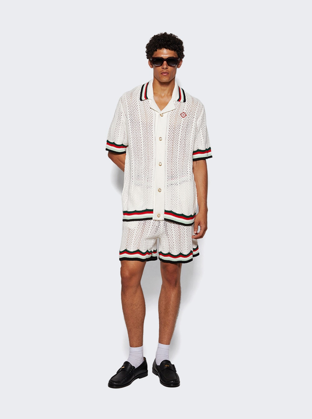 Sporty Faux Crochet Shirt White - 5