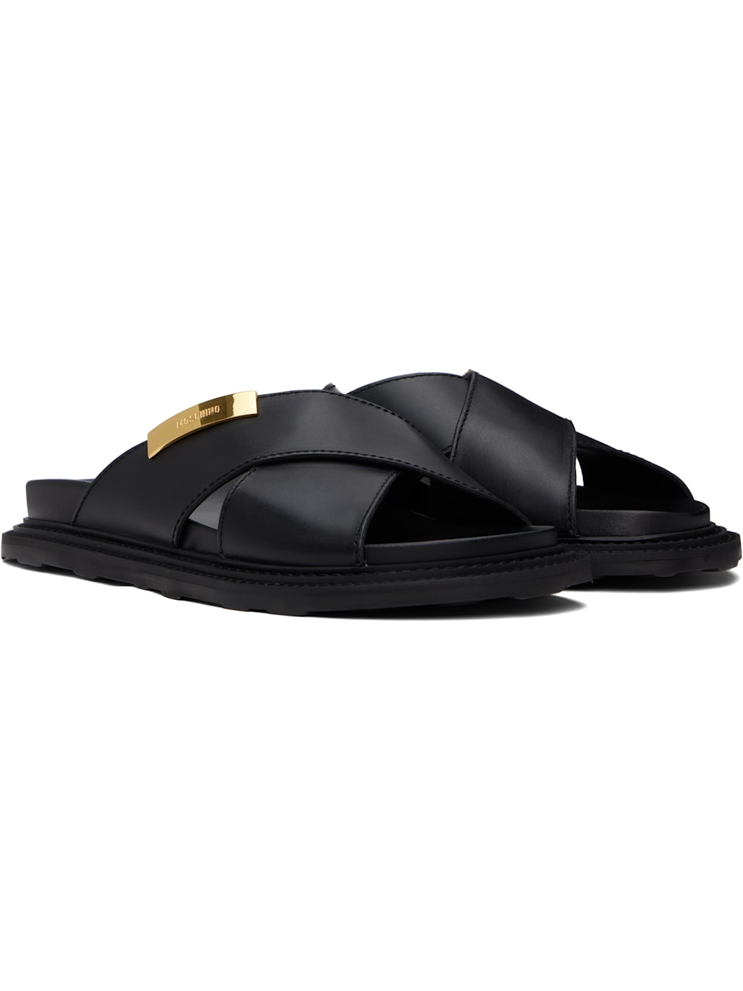 Black Leather Sandals - 4