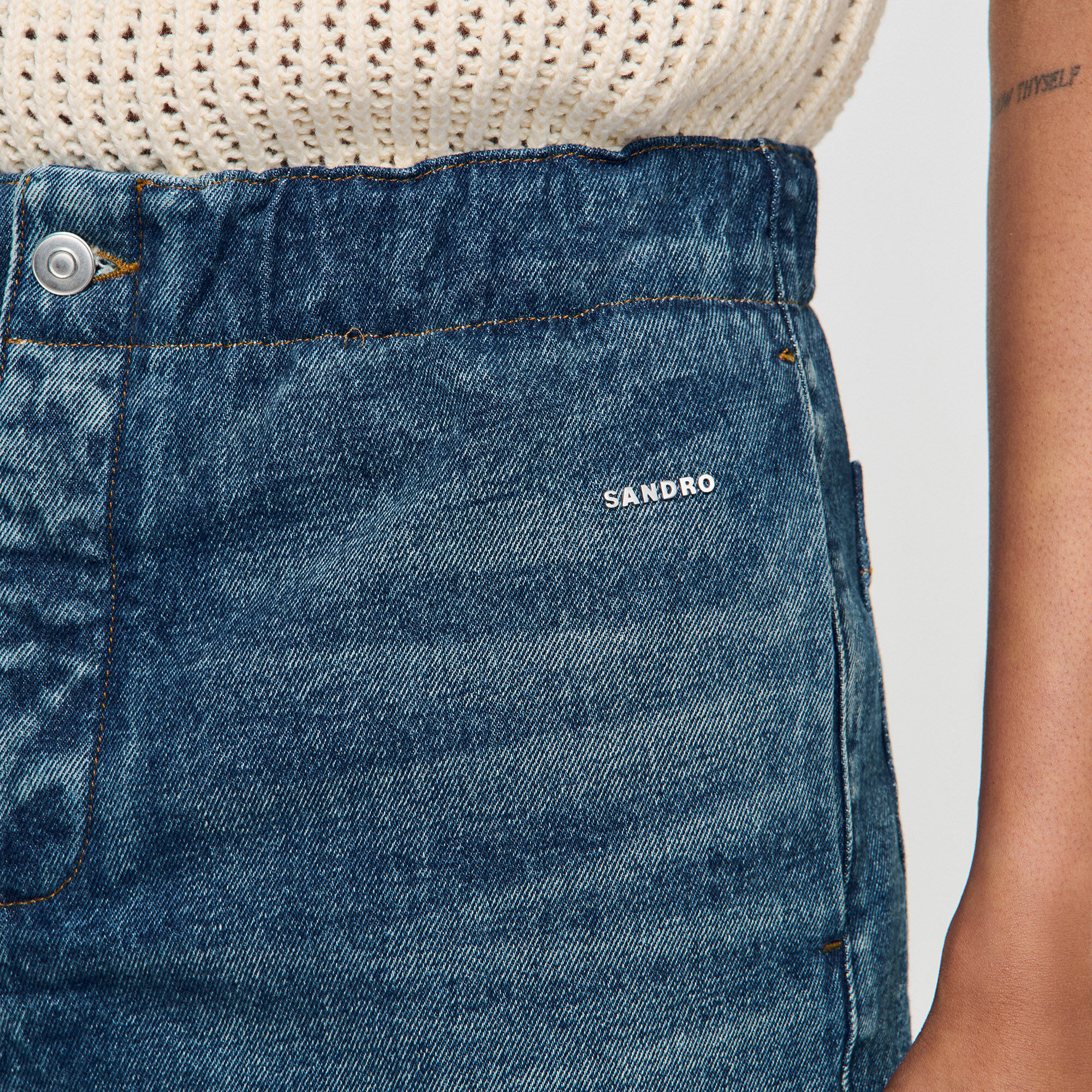 ELASTICATED DENIM SHORTS - 3