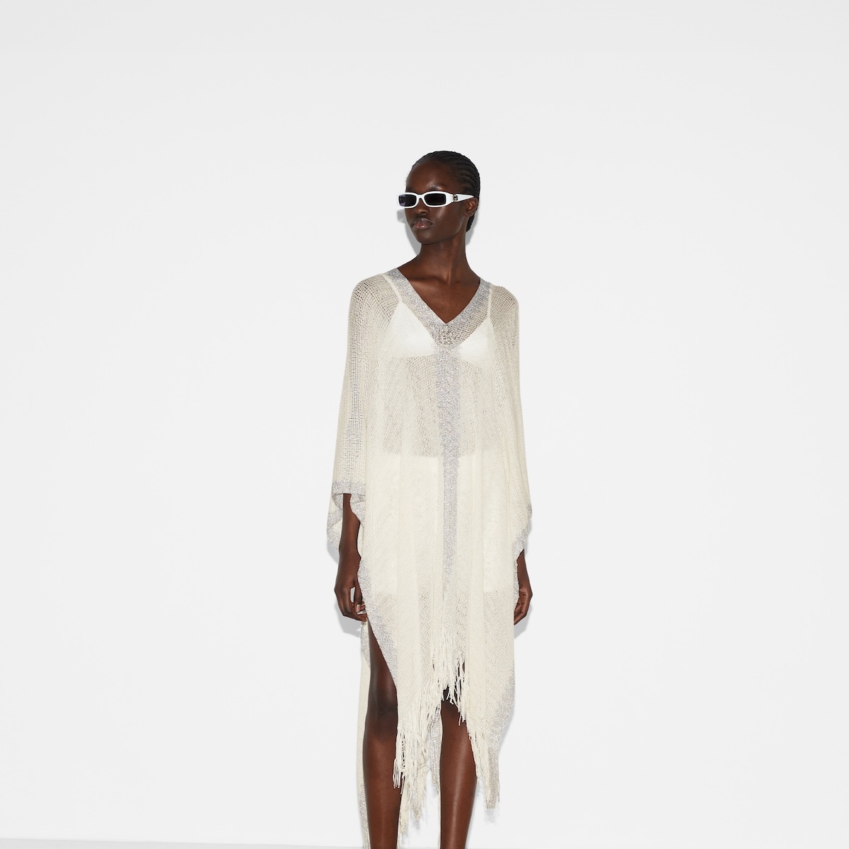 Lamé and viscose dress with Double G - 3